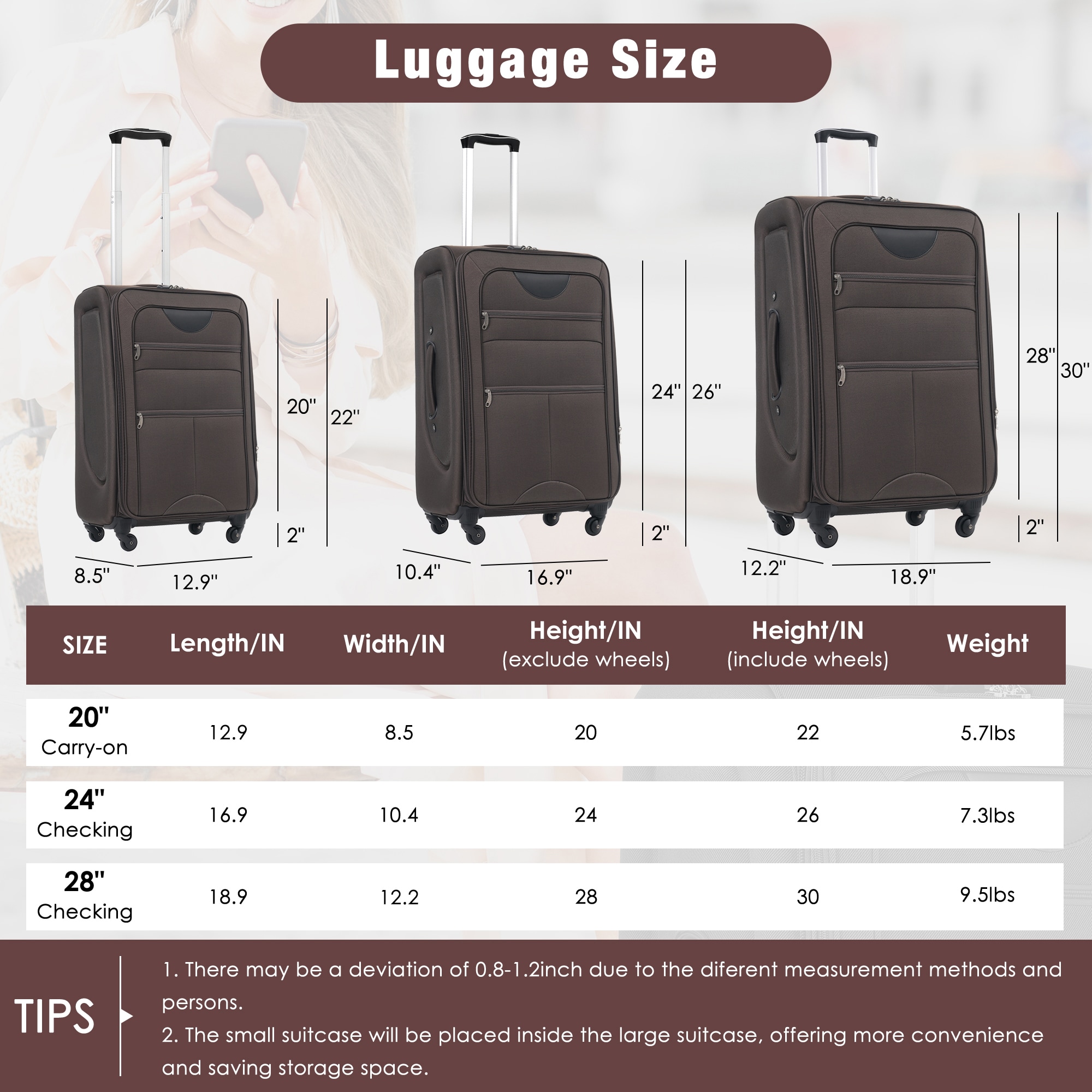 SINOFURN SYD9600017GN Luggage-And-Luggage-Sets - View #3