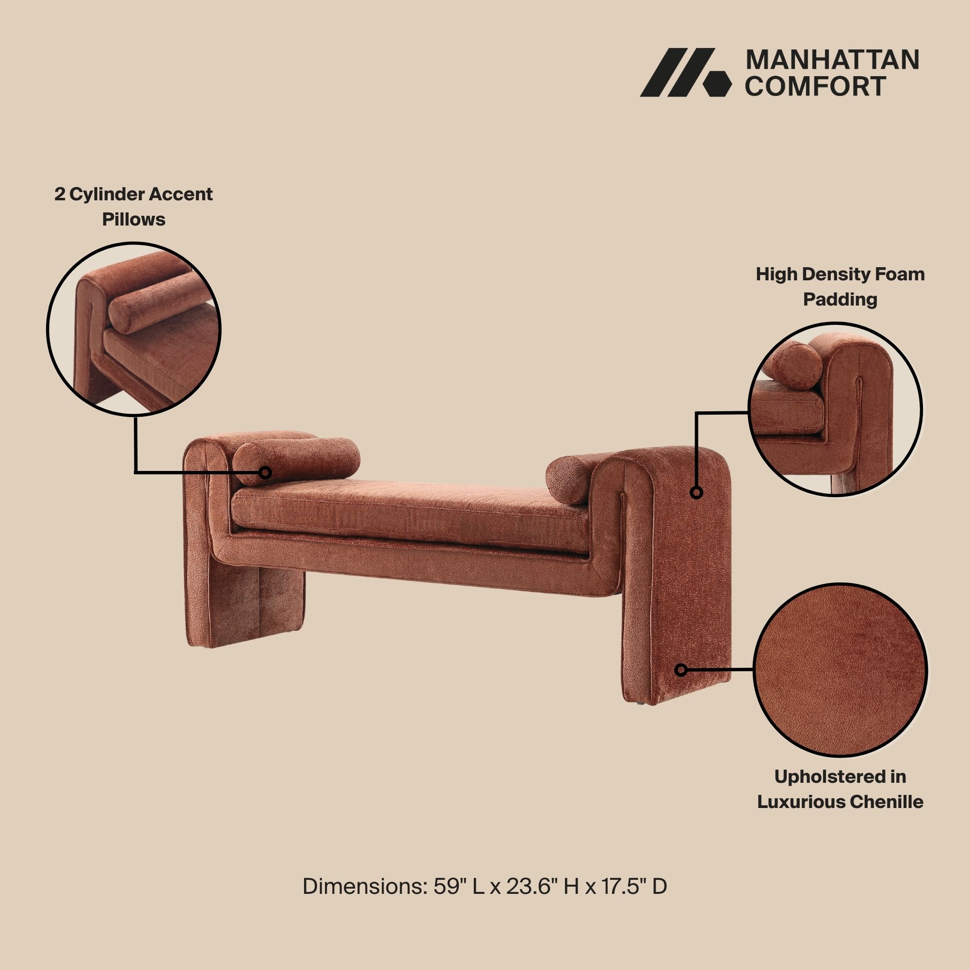 Manhattan Comfort BE001-TR bench - View #4