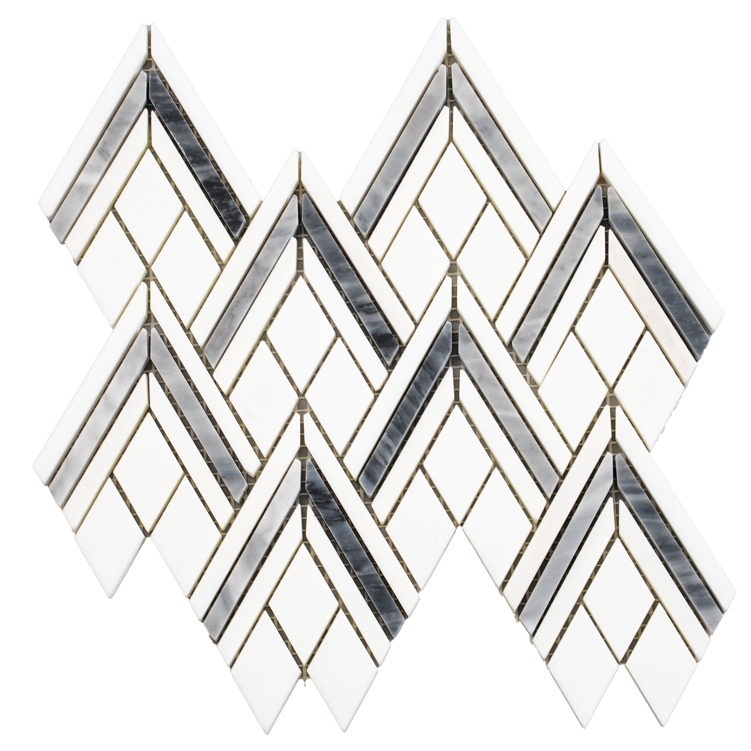 Apollo Tile APLSE88CV07A Indigo White and Gray 9-in x 10-in Polished Natural stone Patterned Linear Mosaic Floor and Wall Tile ( 2.99-sq ft Carton