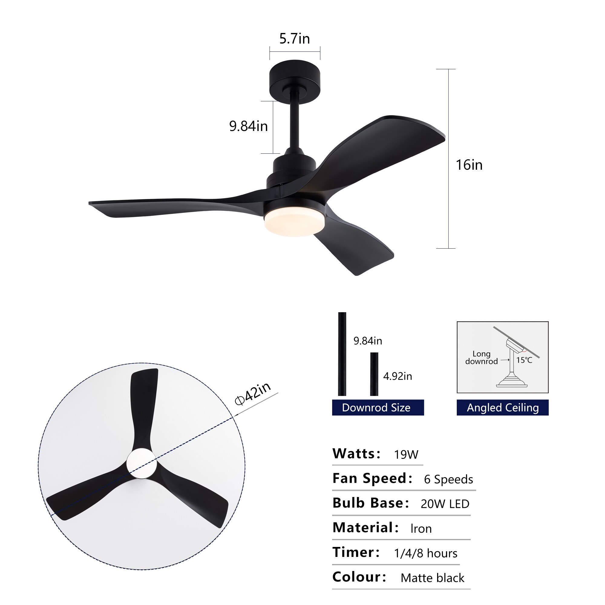 Wellspeed 42LSP406950BK Ceiling-Fans - View #4