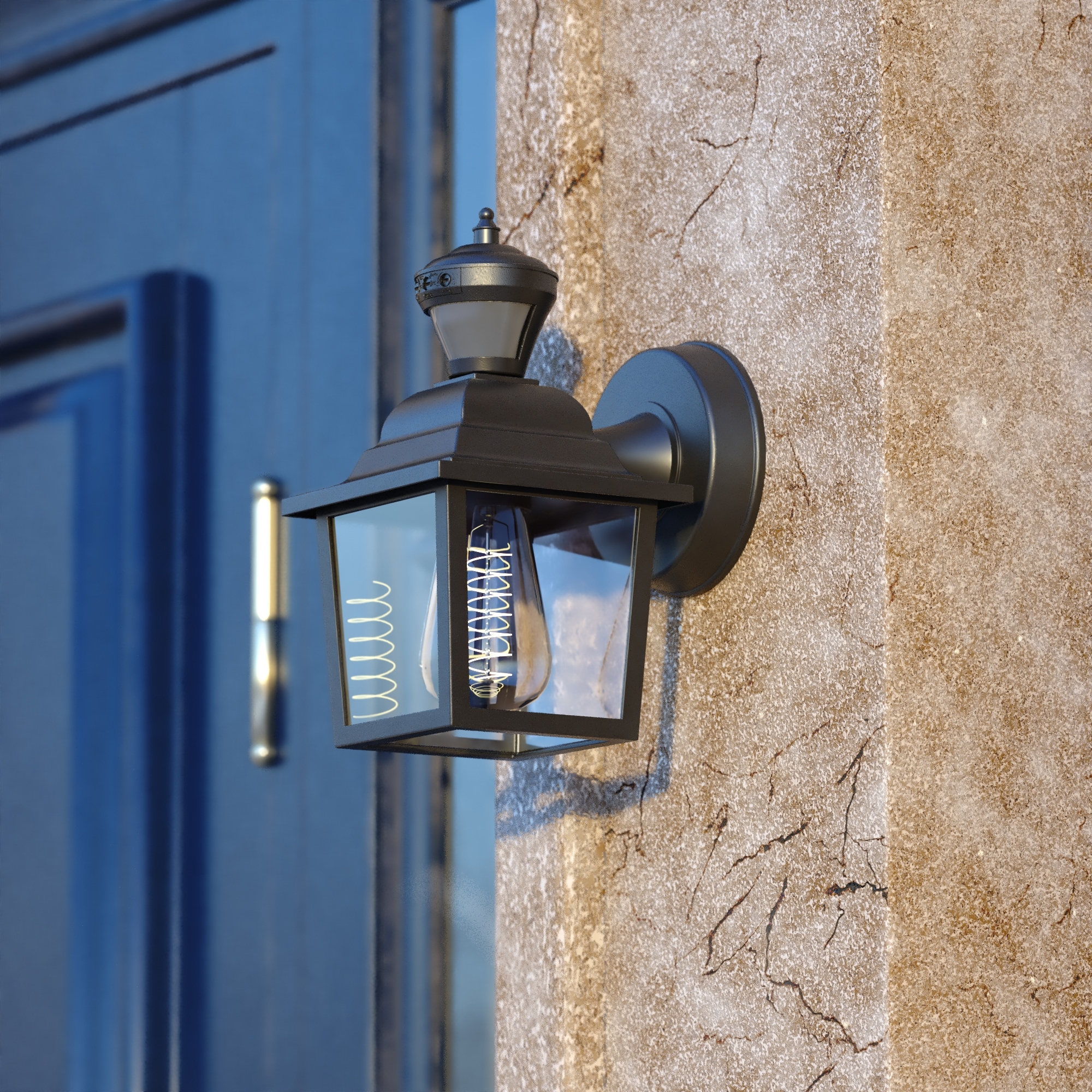 Cascadia T0732 Bedford 1 -Light 10-in H Matte Black Hardwired Motion Sensor Dusk to Dawn Outdoor Wall Light