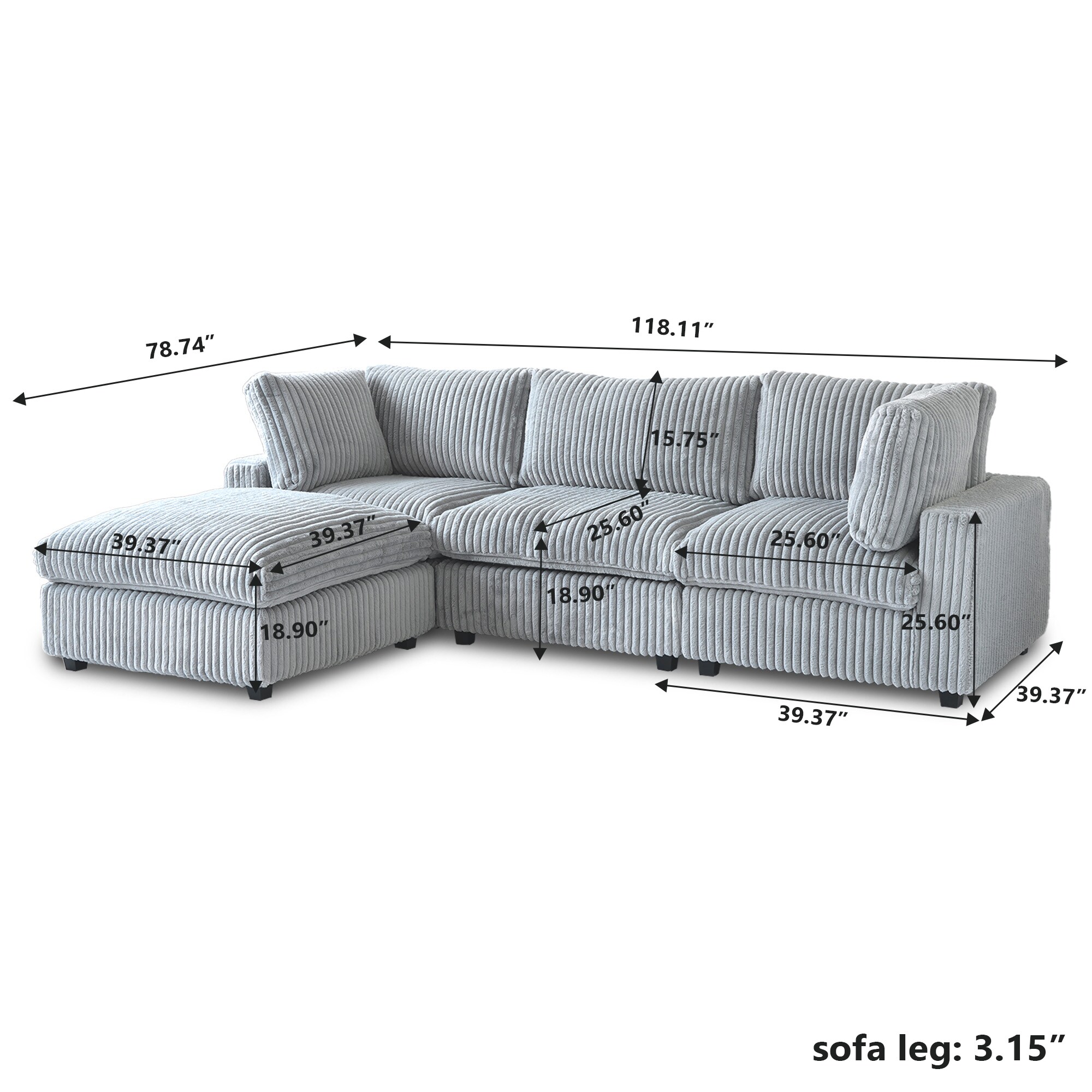 BuotiqHom DH-SF3+1-141LG Sofas-Loveseats - View #9