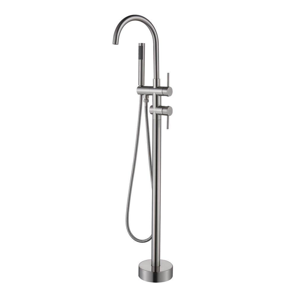 Parrot Uncle RBBF61001BN-EG Brushed nickel 1-handle Freestanding High-arc Bathtub Faucet with Hand Shower ( Valve Included )