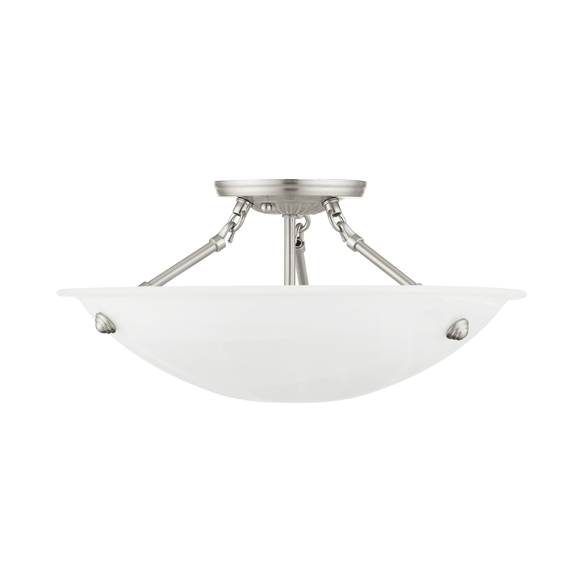 Oasis 16" Brushed Nickel 3-Light Semi Flush Mount with Alabaster Glass