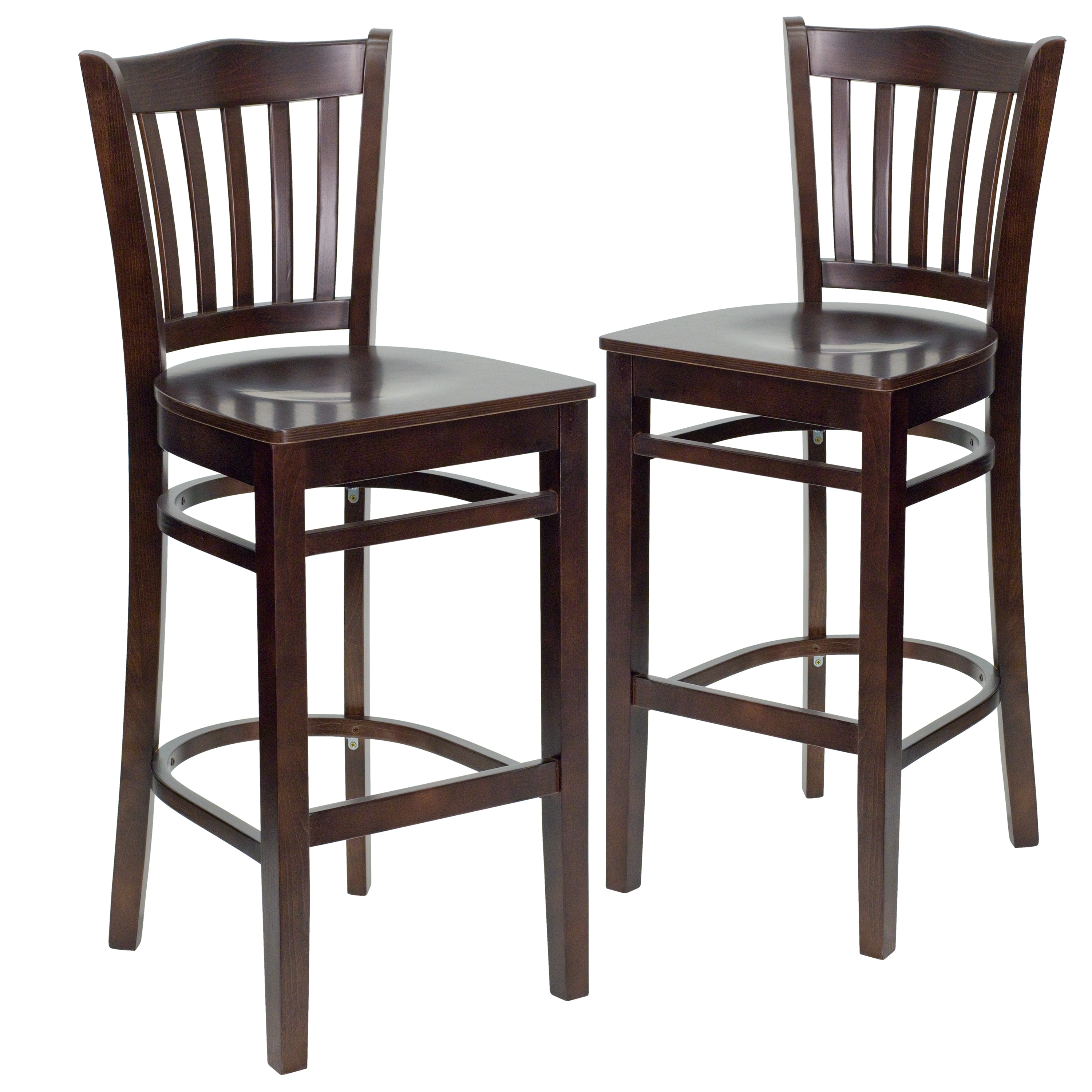 Flash Furniture 847254001465 2 Pk. HERCULES Series Vertical Slat Back Walnut Wood Restaurant Barstool