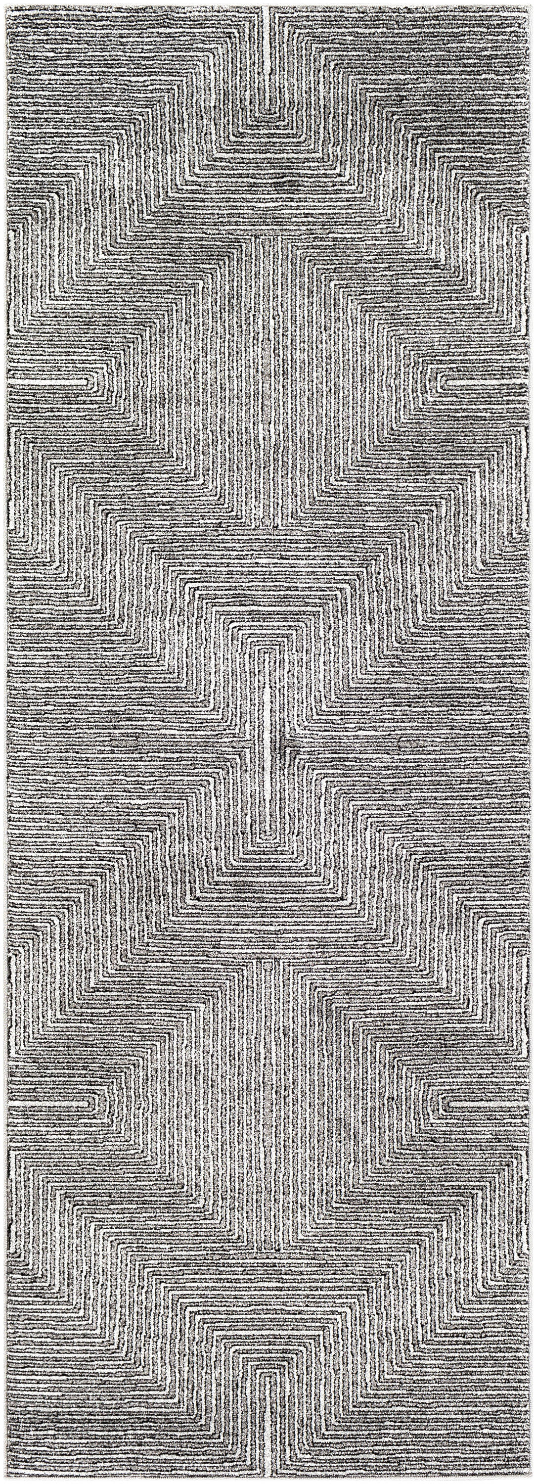 Surya NPI2316-2773 Nepali 3 x 8 (ft) Polypropylene Gray Rectangular Indoor Geometric Mid-Century Modern Area rug