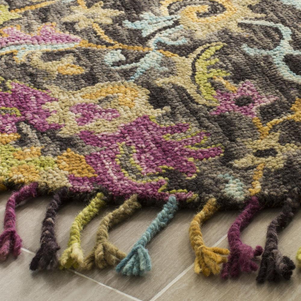 Country Casual Floral Hand-Tufted Round Wool Rug, Multicolor 6'