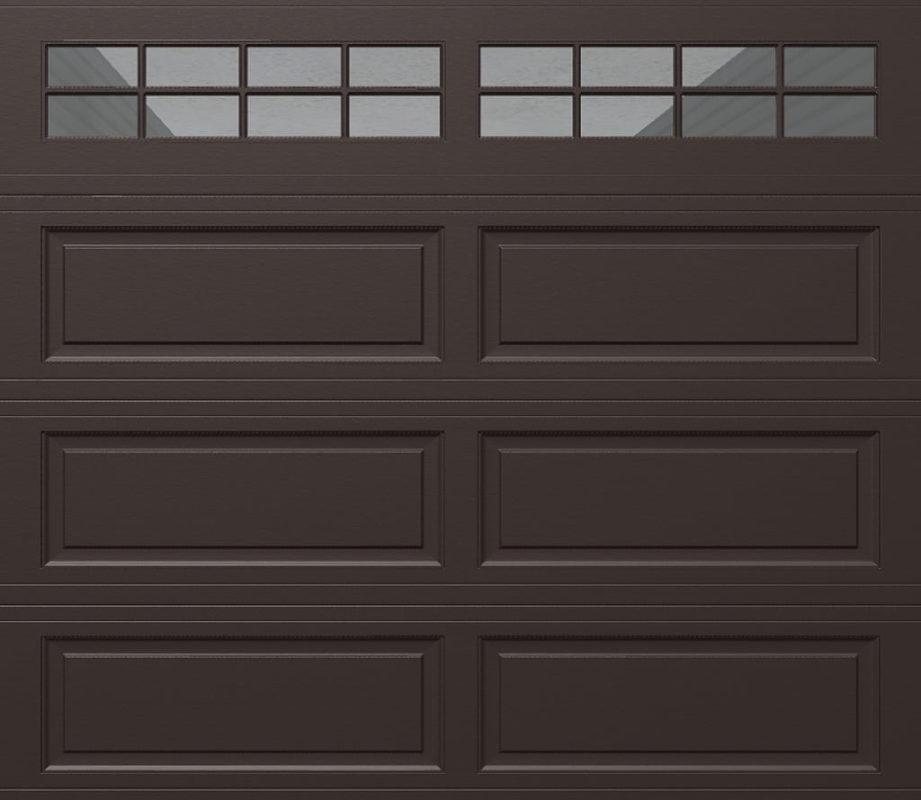Wayne Dalton 8500RNCHBRSTCKII87 Classic Steel Model 8500 8-ft x 7-ft Insulated Brown Single Garage Door with Windows