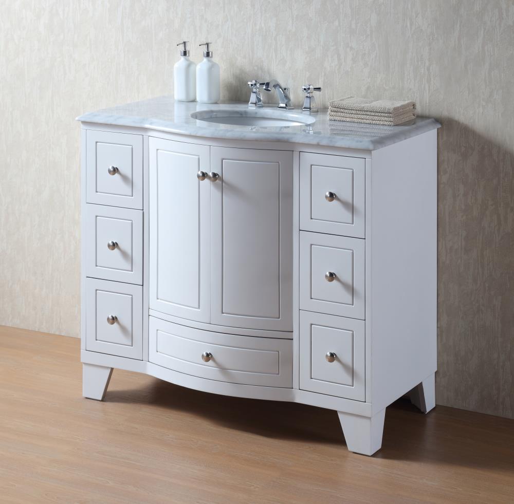 Stufurhome 40-in White Undermount Single Sink Bathroom Vanity with ...