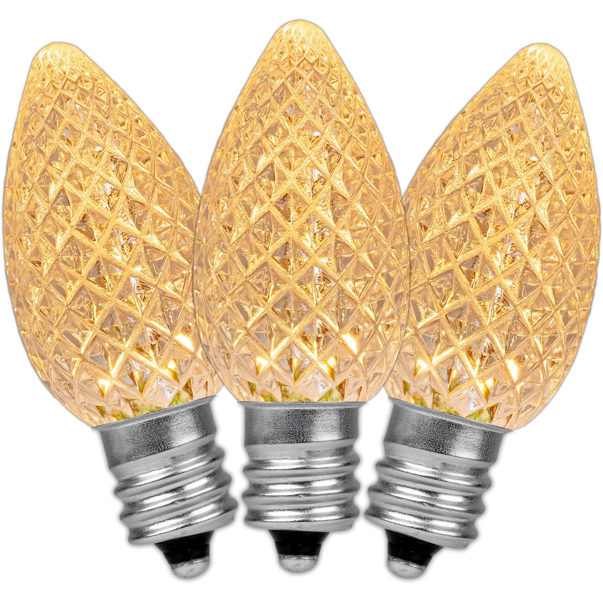 Novelty Lights 25PK Sun Warm White C7 LED Faceted Ultra Bright Dimmable Outdoor Christmas Light Replacement Bulbs LED Replacement Bulbs LED Bulbs Outdoor Light Bulbs String Light Bulbs Warm White 2700K