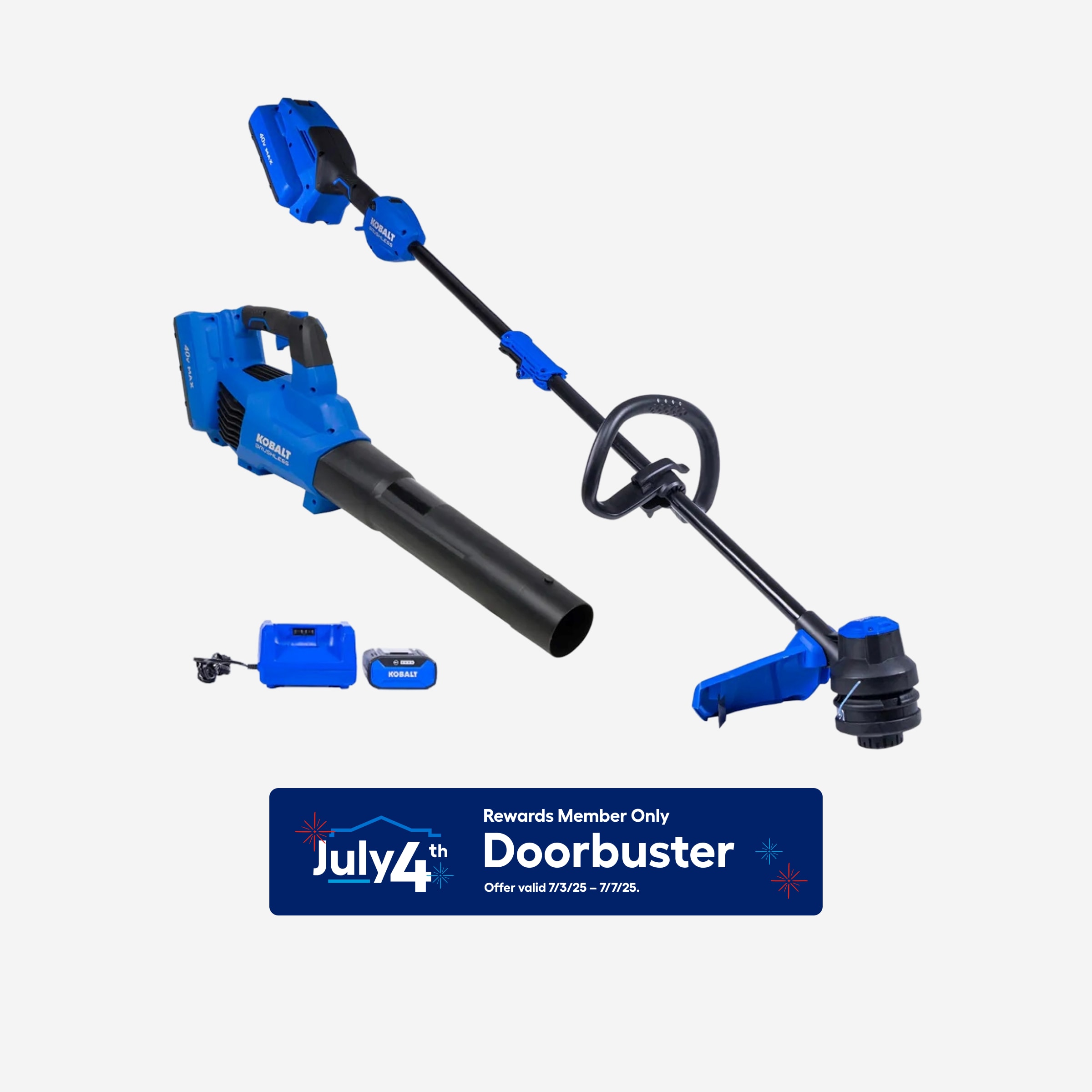 Kobalt KLC 2040A-03 Gen4 40-volt Cordless Battery String Trimmer and Leaf Blower and 4.0 Ah (Battery Included) (Charger Included)