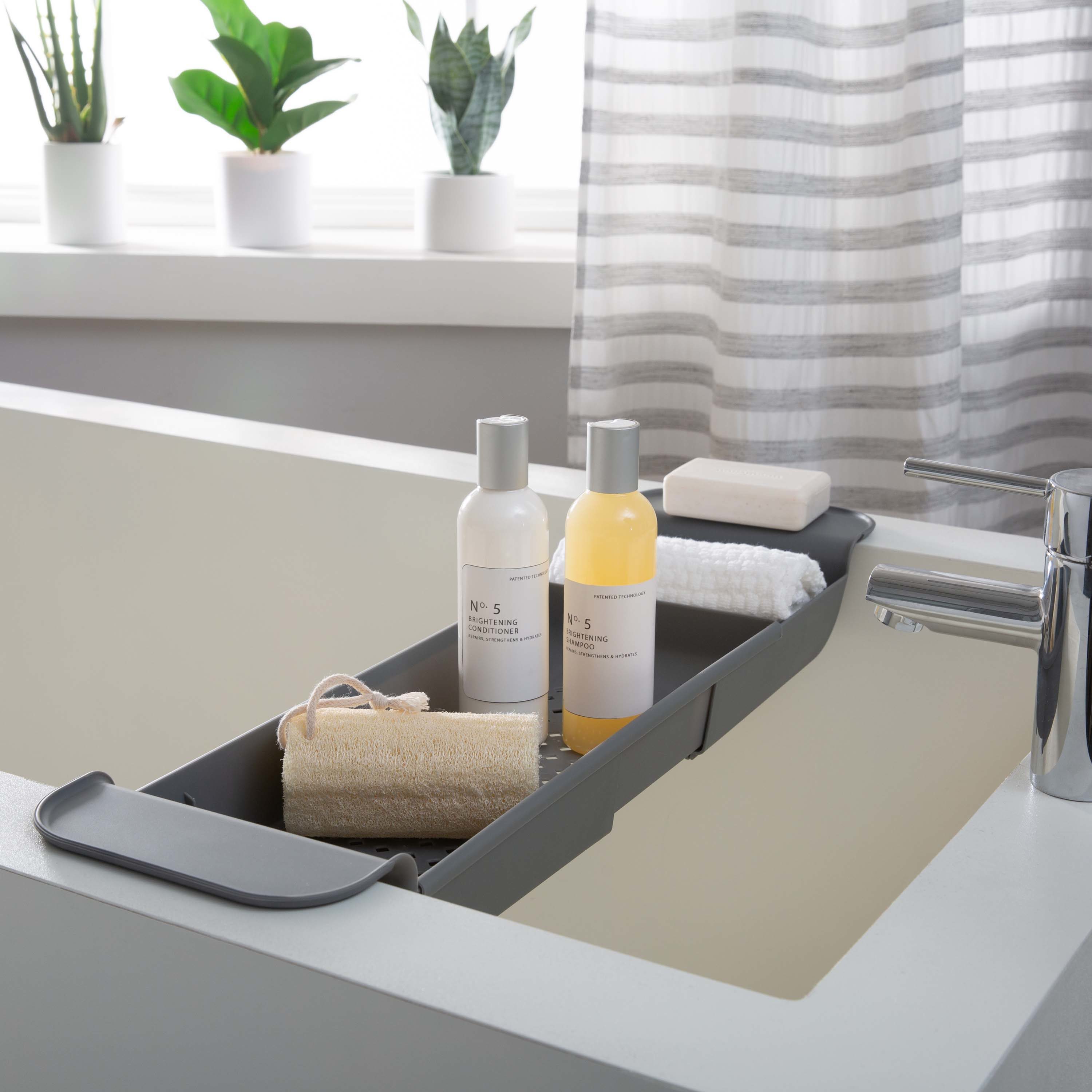 1pc Expandable Bathtub Tray With Drainage, Plastic Bathroom Shower Caddy  Organizer For Toiletries