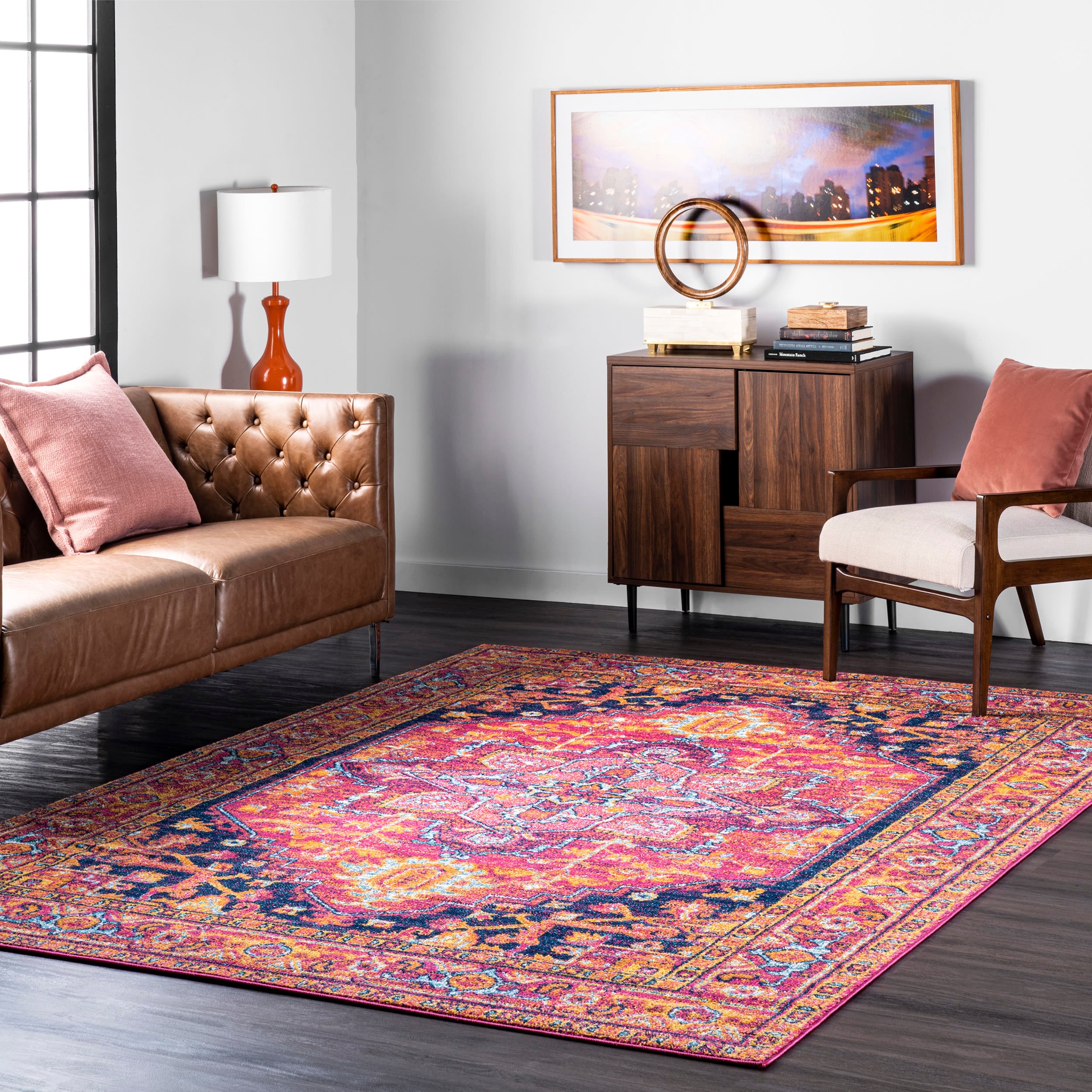 nuLOOM RZBD32A-203 Bodrum 2 x 3 (ft) Loomed Polypropylene Pink Rectangular Indoor Distressed/Overdyed Persian Area rug