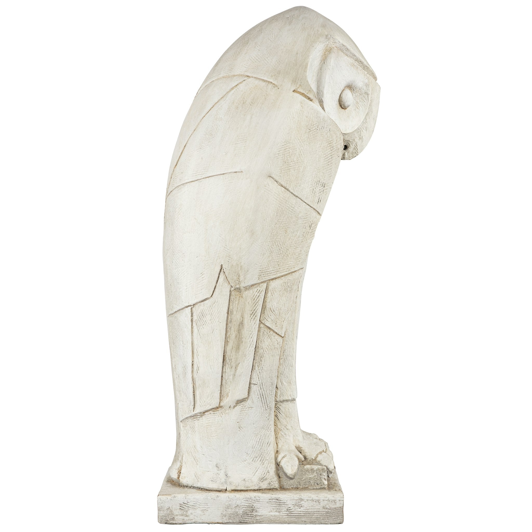 White Resin Art Deco Owl Garden Statue