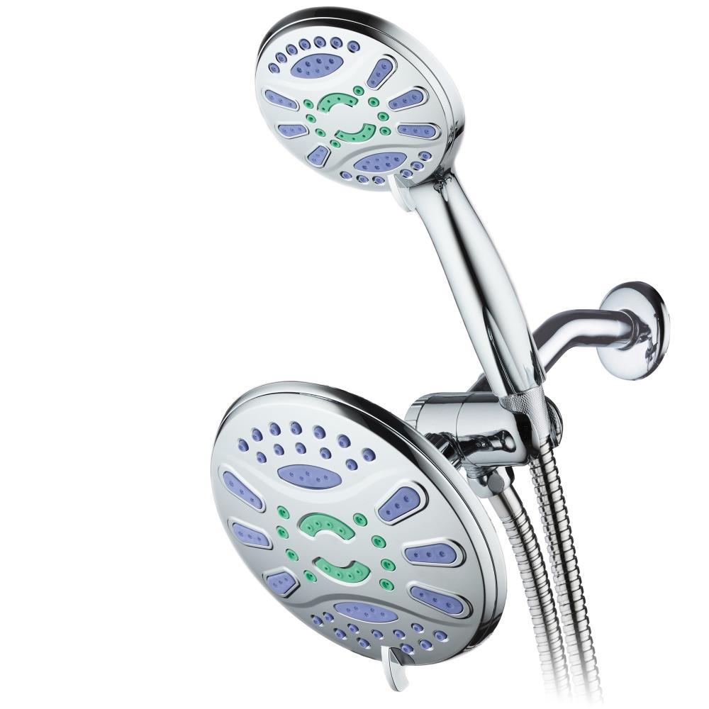 Aquastar Chrome 48 Spray Dual Shower Head 2 5 Gpm 9 5 Lpm In The Shower Heads Department At