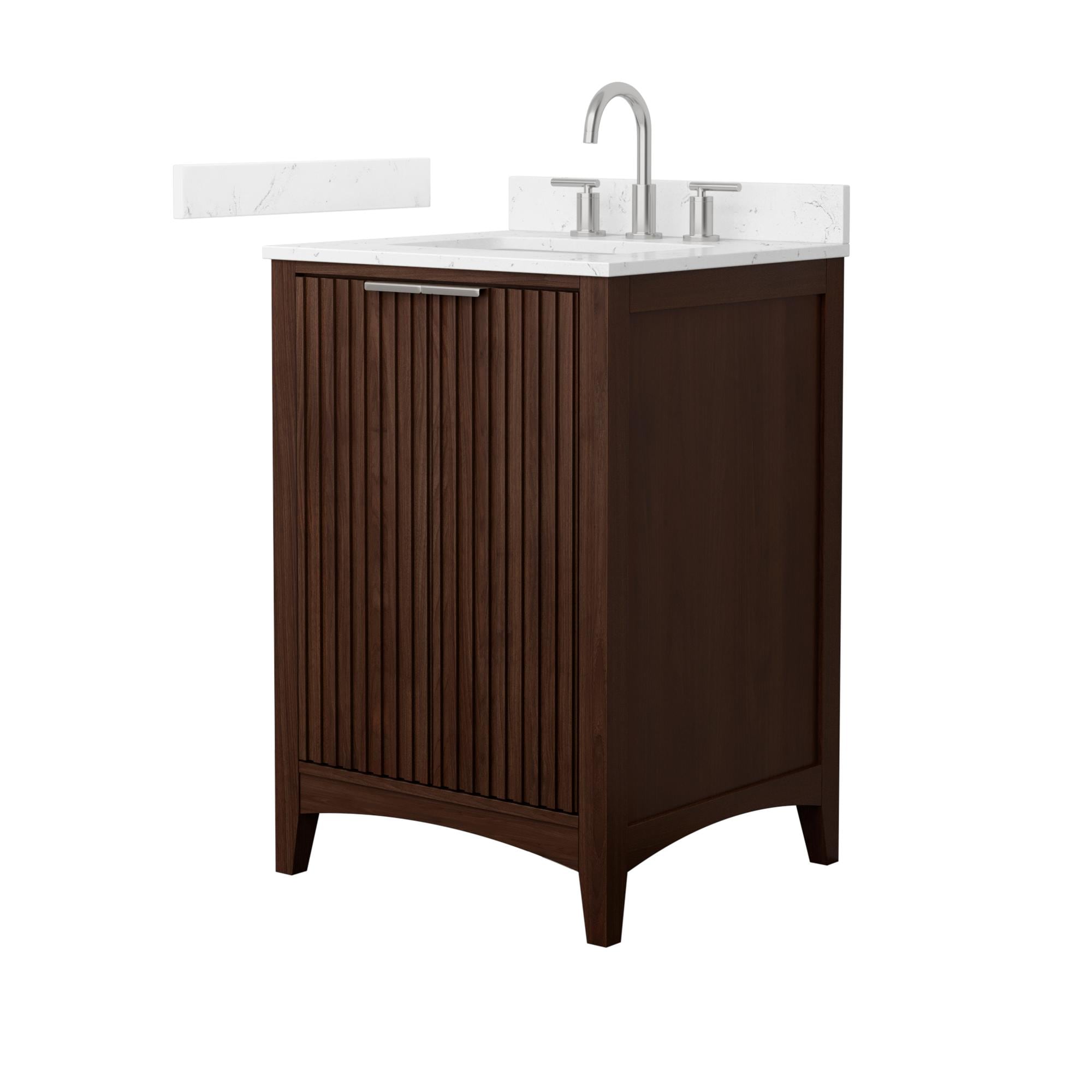 Wyndham Collection Palmilla 24-in Dark Walnut with Brushed Nickel Trim ...