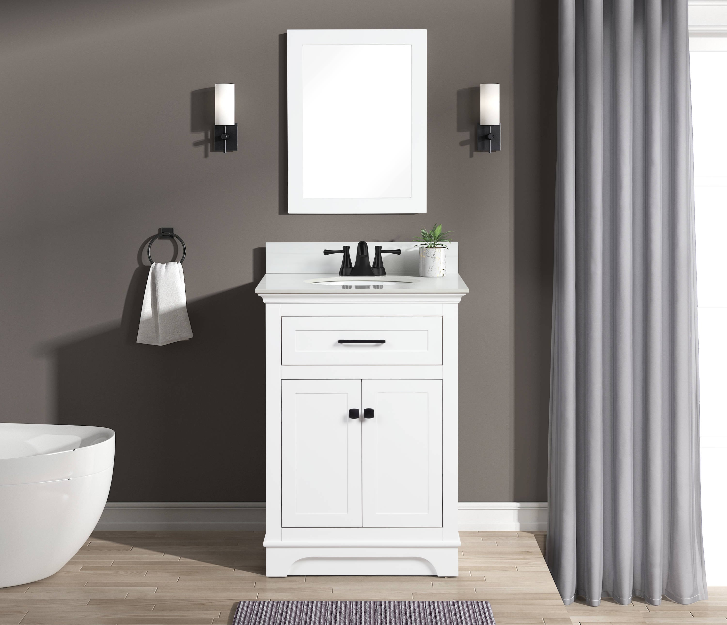 Style Selections Linden 24 In White Undermount Single Sink Bathroom