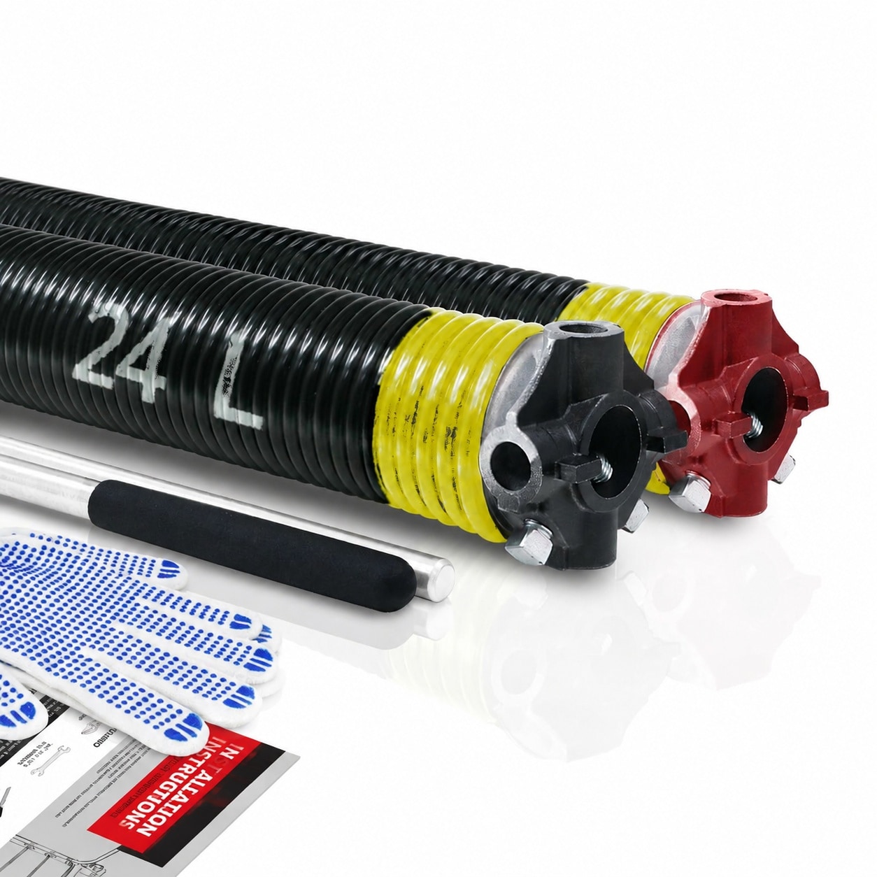 SenQWFa  Pair of 2 Inch Garage Door Torsion Springs Set with Non Slip Winding Bars and Gloves Heat Treated Steel for Replacement and Installation