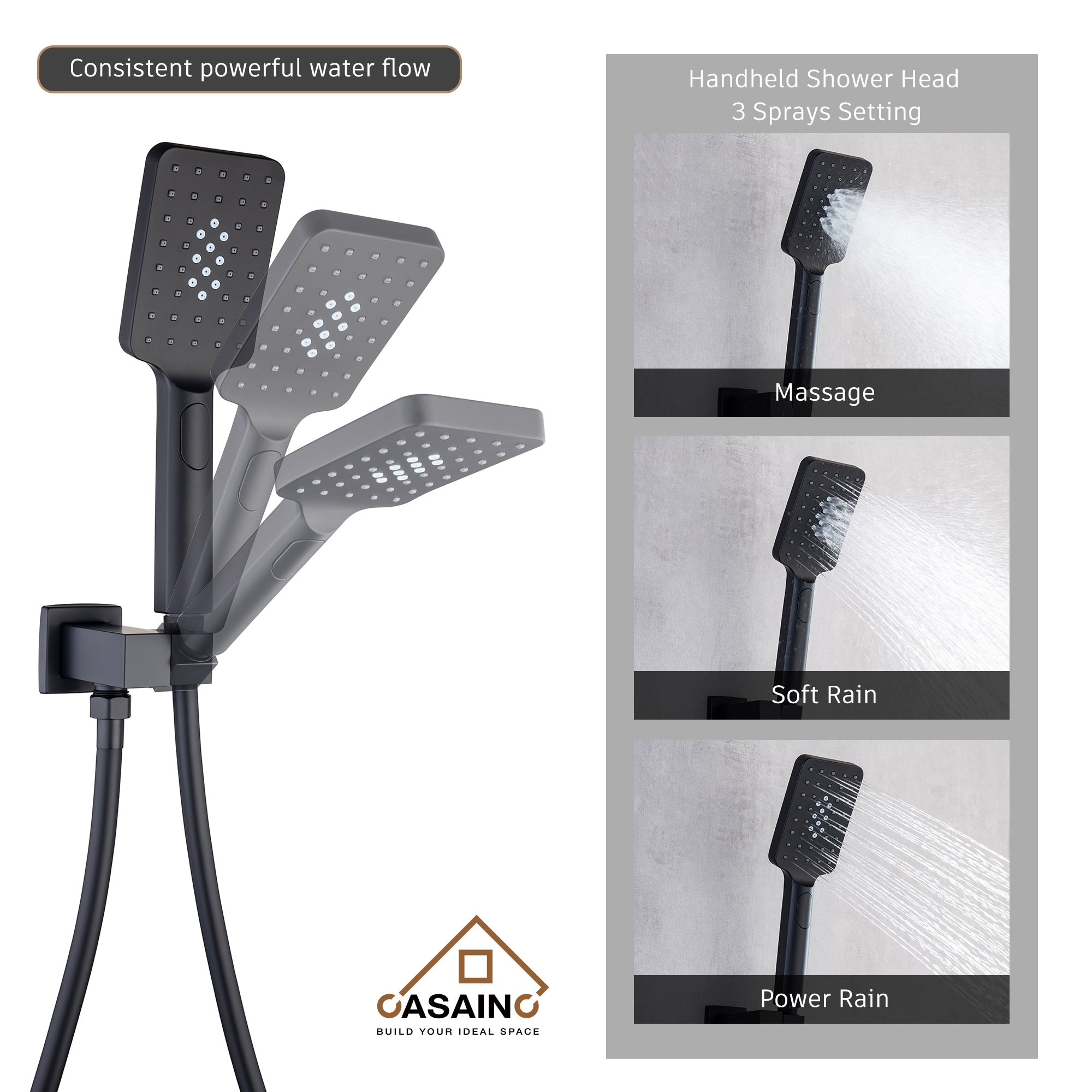 CASAINC CS12-10MB Showerhead-Bar-Panels - View #5