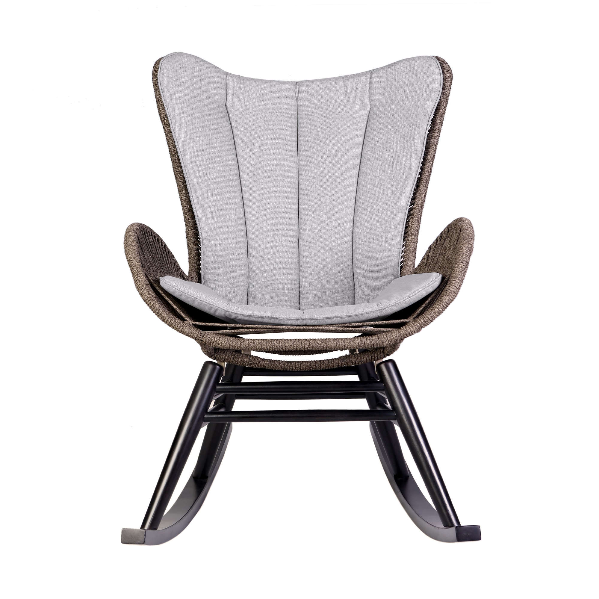 Armen Living 840254332256 Fanny Dark Brown Rocking Chair with Gray Cushioned Seat