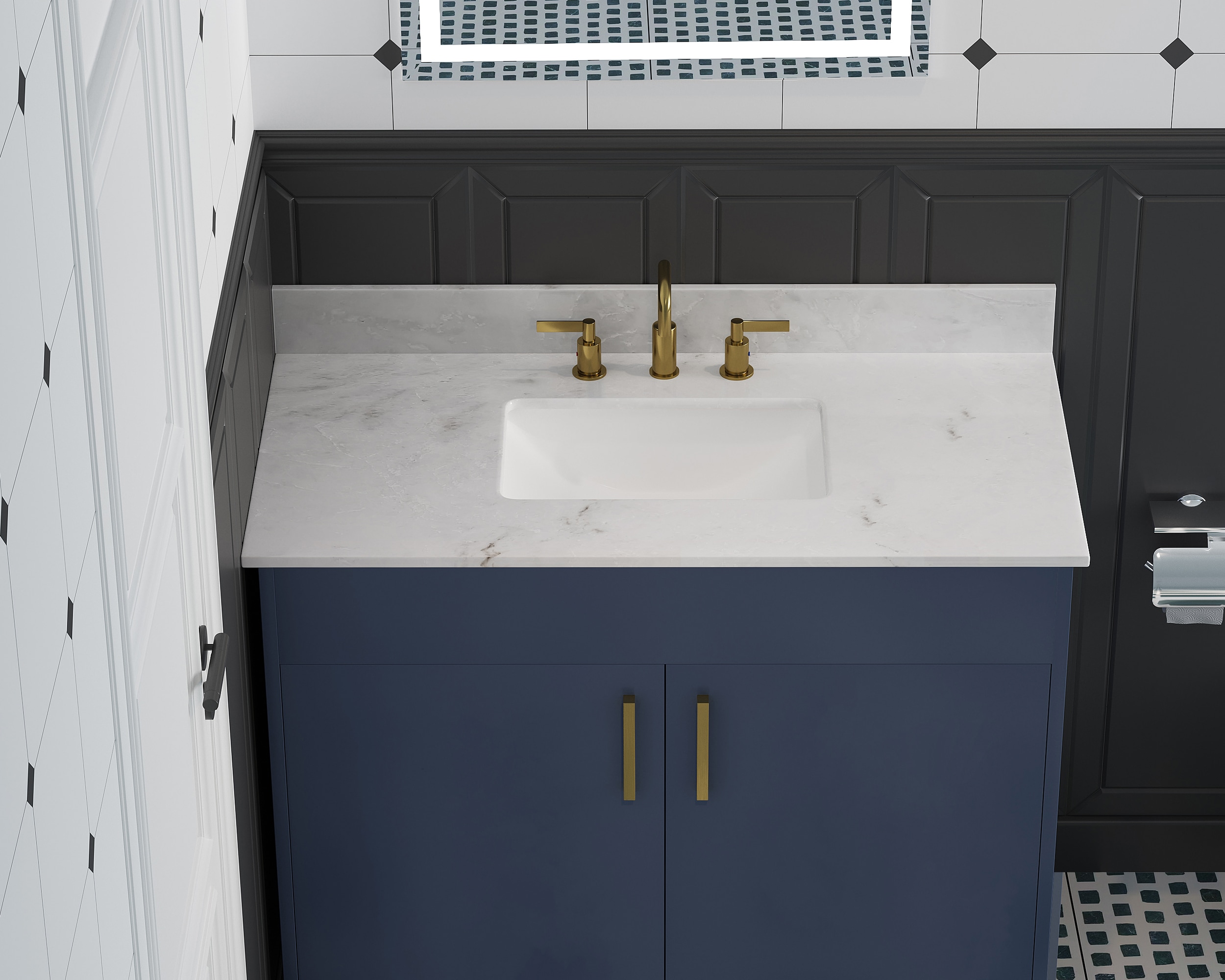 Carlsber 37" White Marble Undermount Single Sink Vanity Top