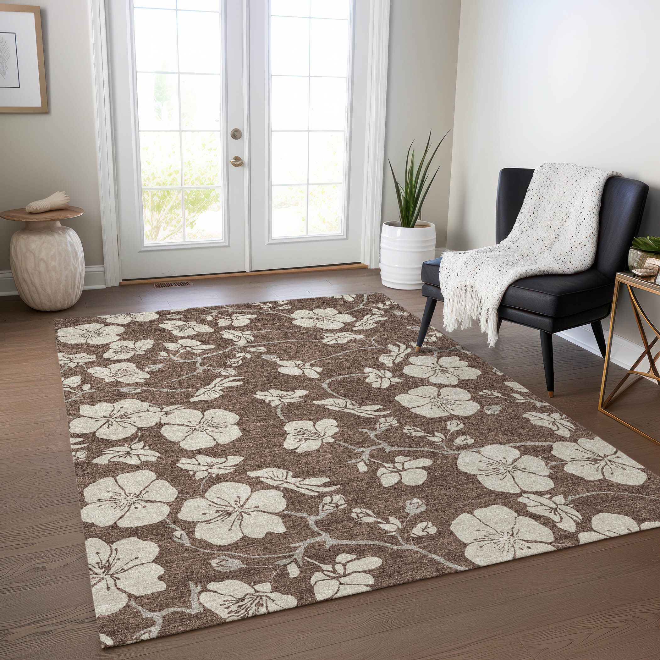 Addison Rugs ACN1032BR10X14 Chantille ACN1032BR 10 x 14 (ft) Polyester Brown Rectangular Indoor/Outdoor Geometric Machine washable Area rug