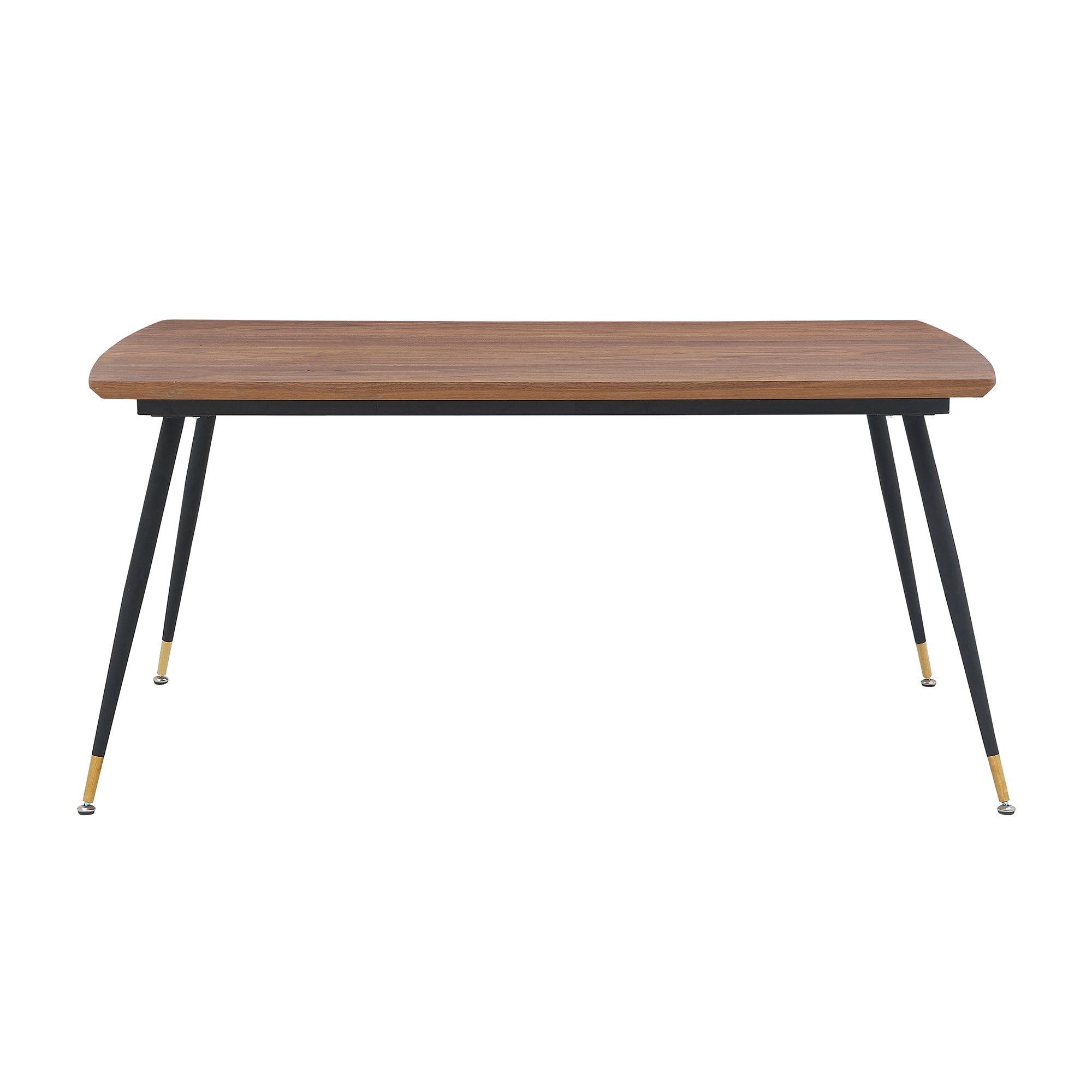 Armen Living LCMSDIWA Walnut Contemporary/Modern Dining Table, Wood with Black Metal 63-in L x 30-in H