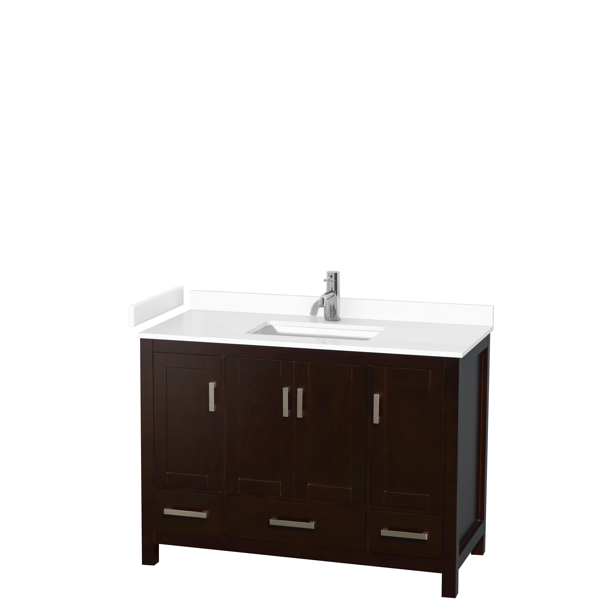 Wyndham Collection WCS141448SESWCUNSMXX Sheffield 48-in Espresso with Brushed Chrome Trim Undermount Single sink Bathroom Vanity with White Cultured Marble Cultured marble Top