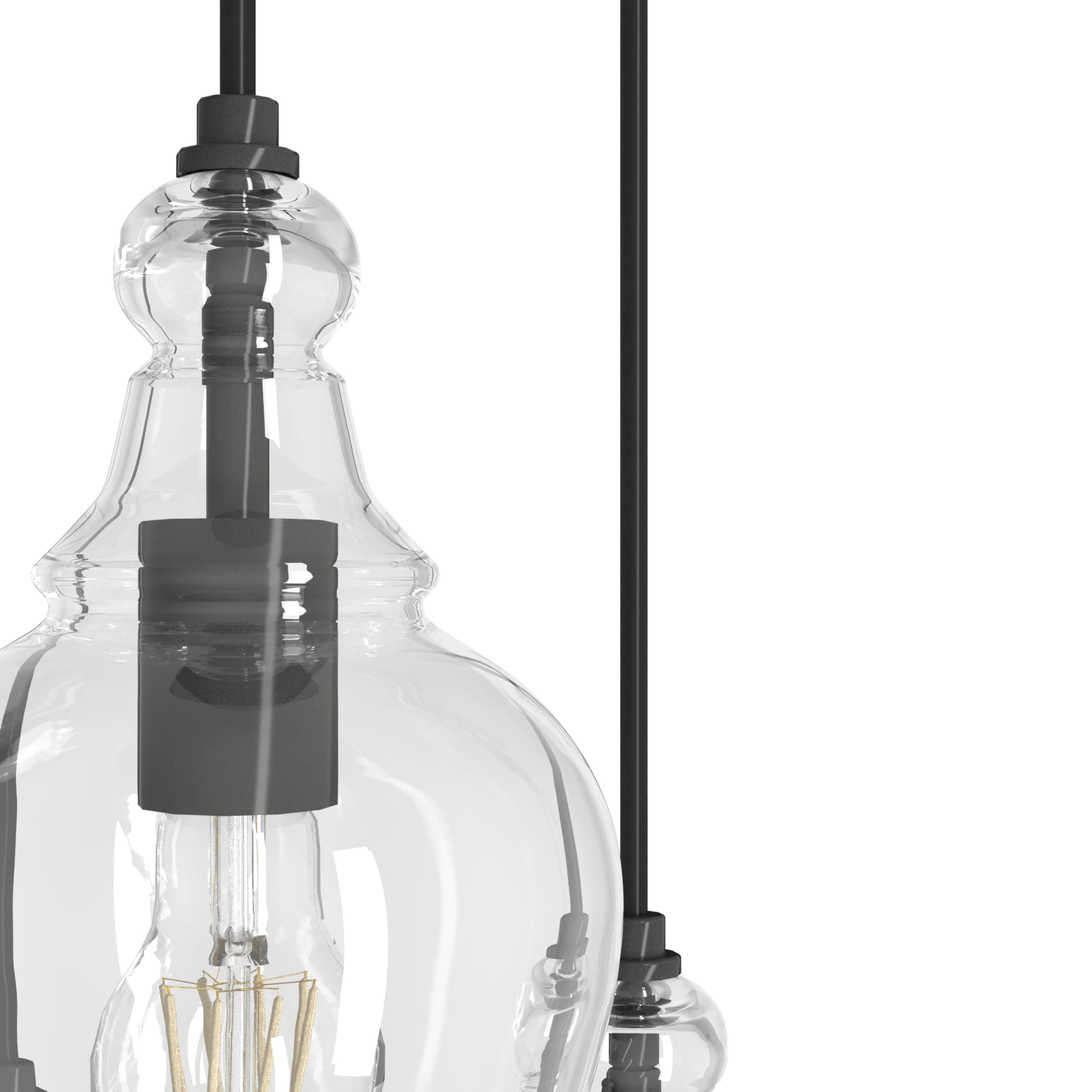 Noble Bronze 3-Light Cluster Pendant with Clear Glass Shades