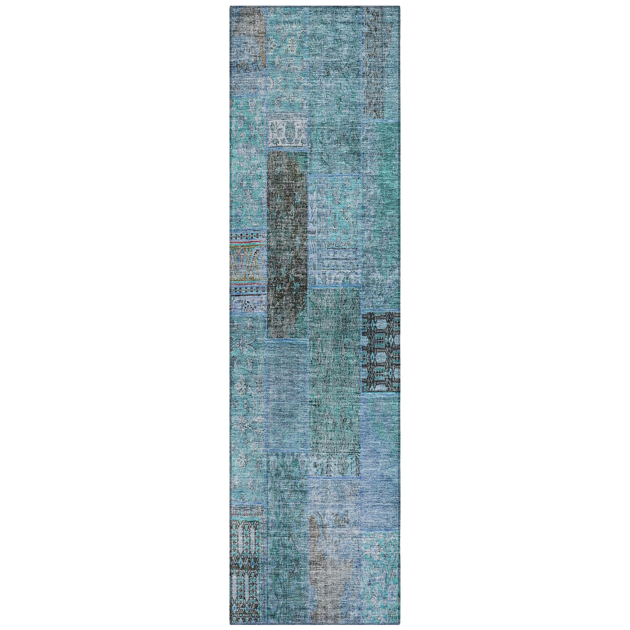 Addison Rugs ACN669TE2X8 Chantille ACN669TE 2 x 7 (ft) Polyester Teal Rectangular Indoor/Outdoor Geometric Machine washable Runner rug