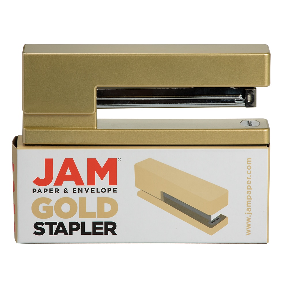 Jam Paper Office & Desk Set, Gold, 1 Stapler & 1 Tape Dispenser, 2 Pack