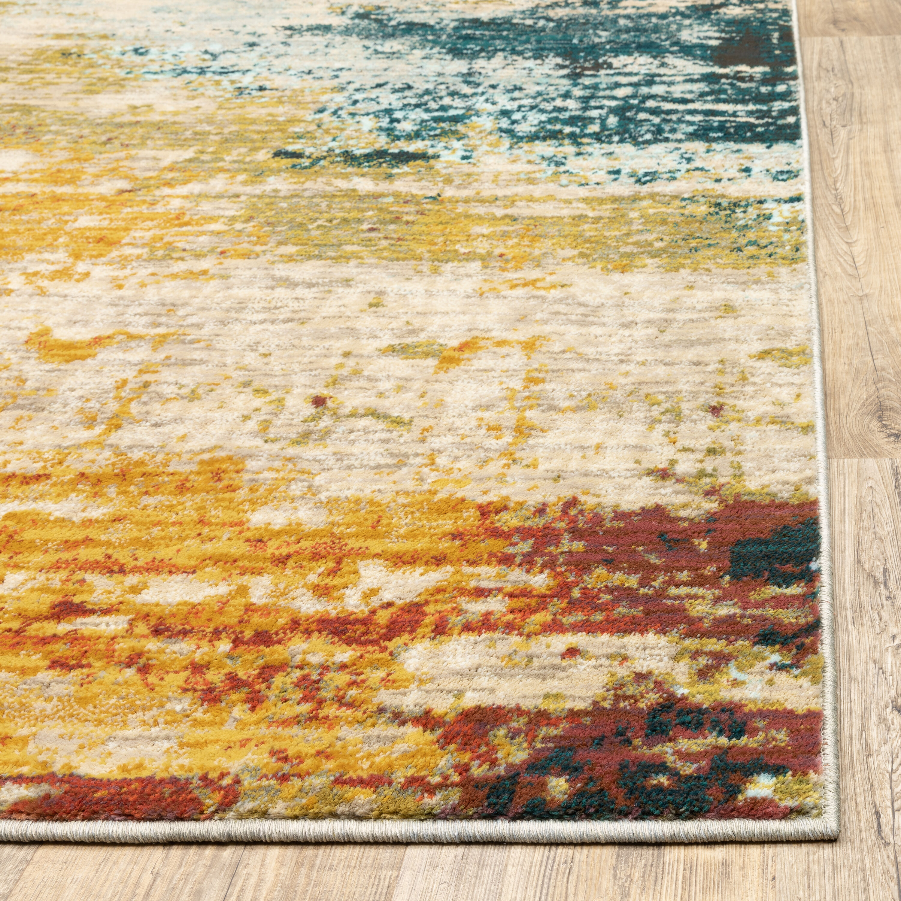 Sedona Midnight Teal & Saffron Oriental Area Rug, 7'10" x 10'10"