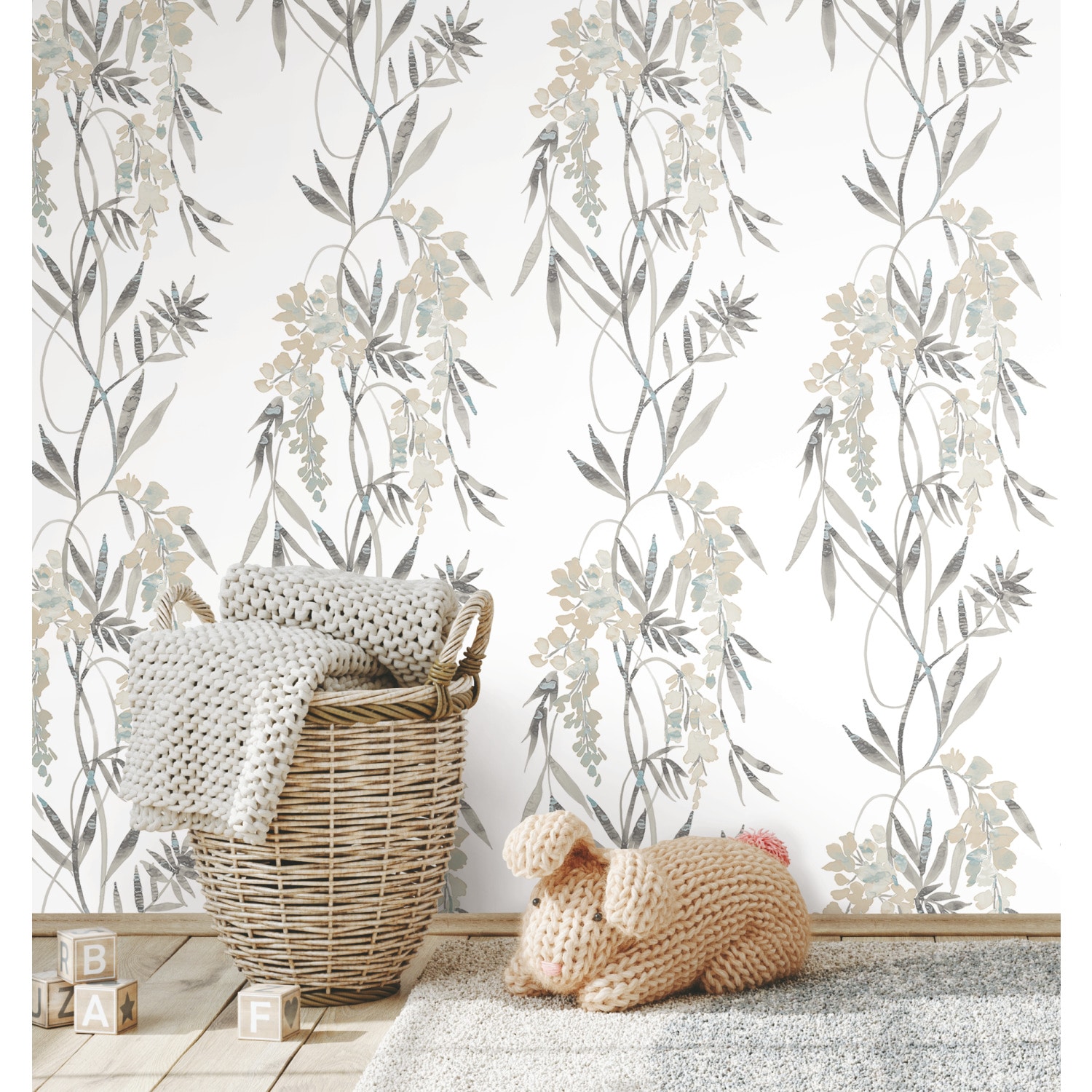 RoomMates 30.75-sq ft Neutral Vinyl Floral Self-adhesive Peel and Stick ...