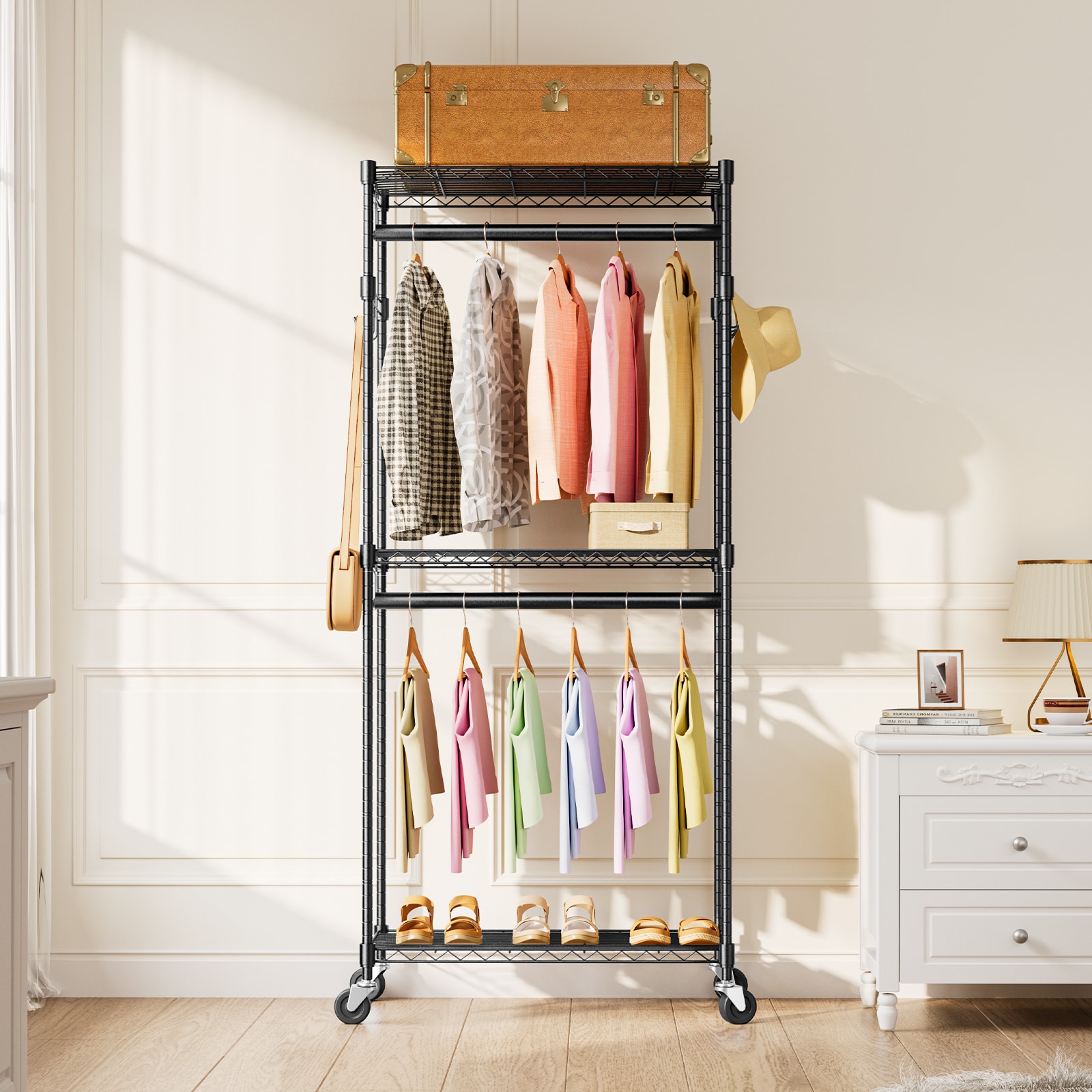Kahomvis CZ-QPS4-767 Black Steel Rolling Portable closet