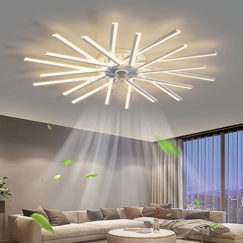 Oaks Decor BD09120014 Cotti 45-in Color-Changing Integrated LED Flush Mount Smart White with Fandelier Ceiling Fan With Light - Remote Included ( 7 -Blade )