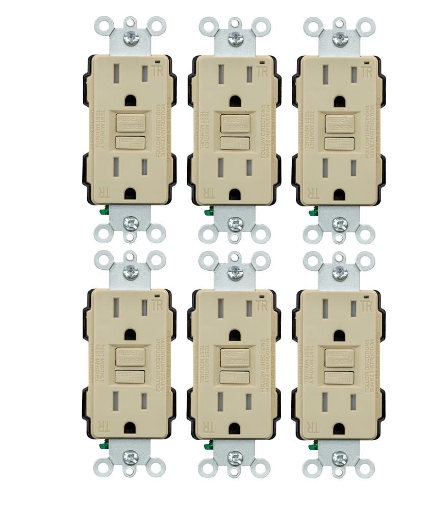 Utilitech G1915T-IV6 15 -Amp 125-volt Tamper Resistant GFCI Residential Decorator Outlet , Ivory 6 -Pack
