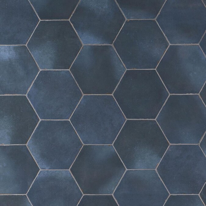 Artmore Tile Hex 30 Pack Denim Blue 6, Blue Porcelain Floor Tile