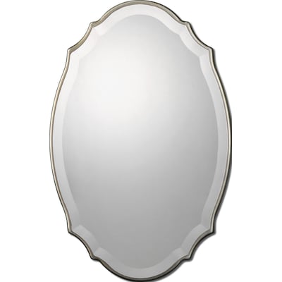 Oval Silver Beveled Wall Mirror, Oval Beveled Door Mirror