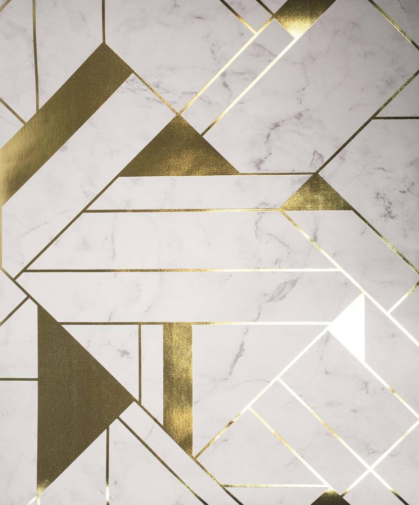 Advantage 2834-M1468 Metallic 56.4-Sq. Feet Off-white Vinyl Geometric Unpasted Wallpaper
