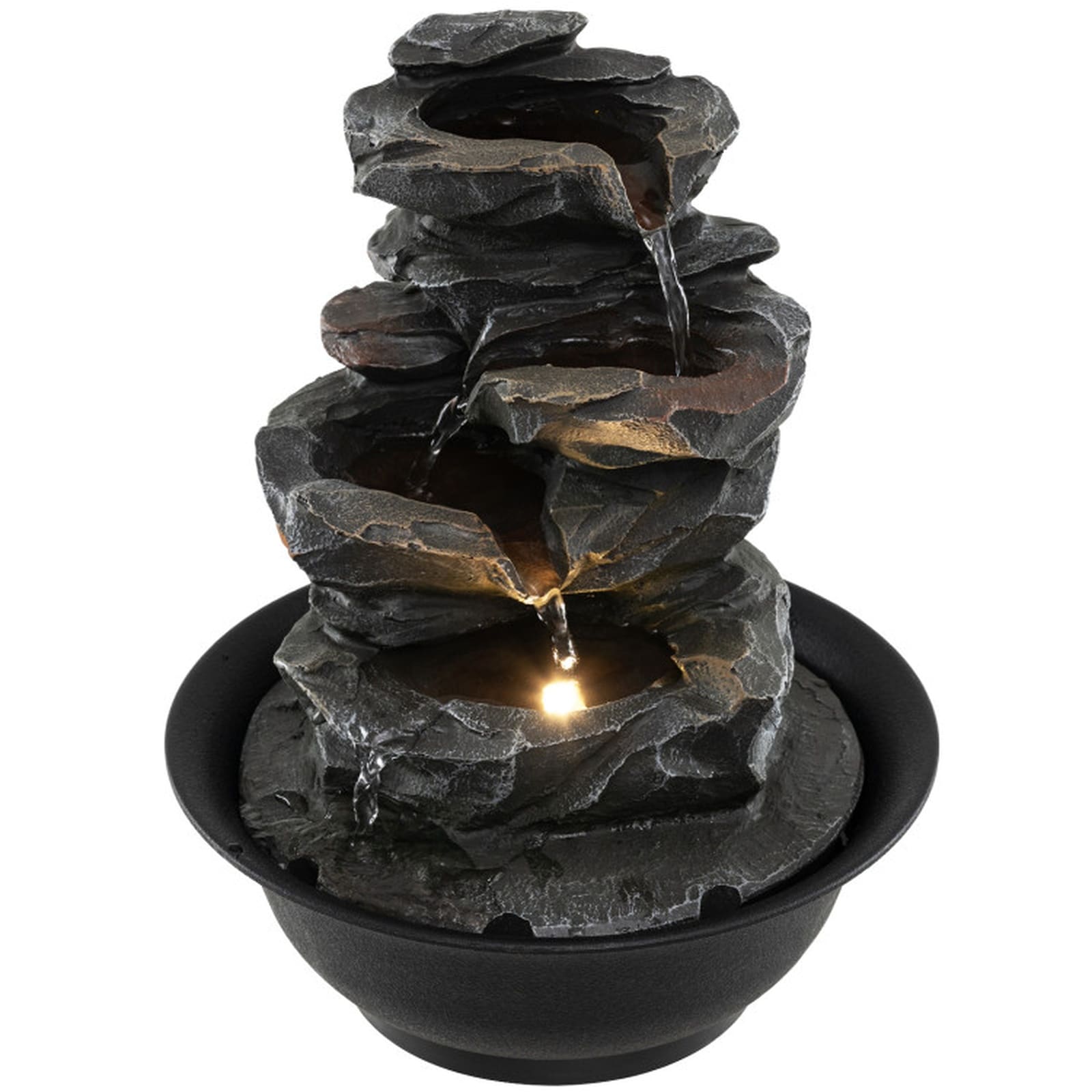 SUGIFT - 8.5-in Tabletop Water Fountain for Indoor Use with an LED Light a Silent Pump Adjustable...