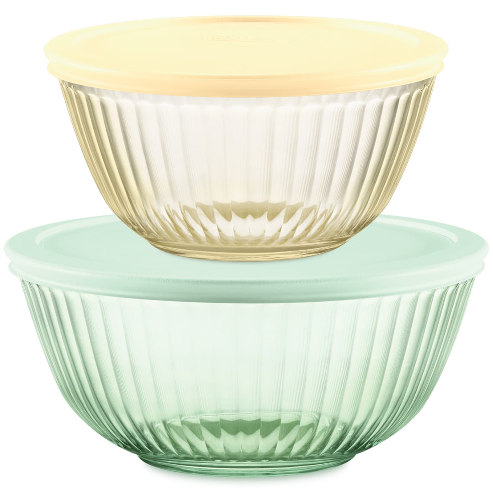 PYREX Sculpted/Tinted 4Pc Mixing Bowl Set W/Lids 1149556 at Lowes.com