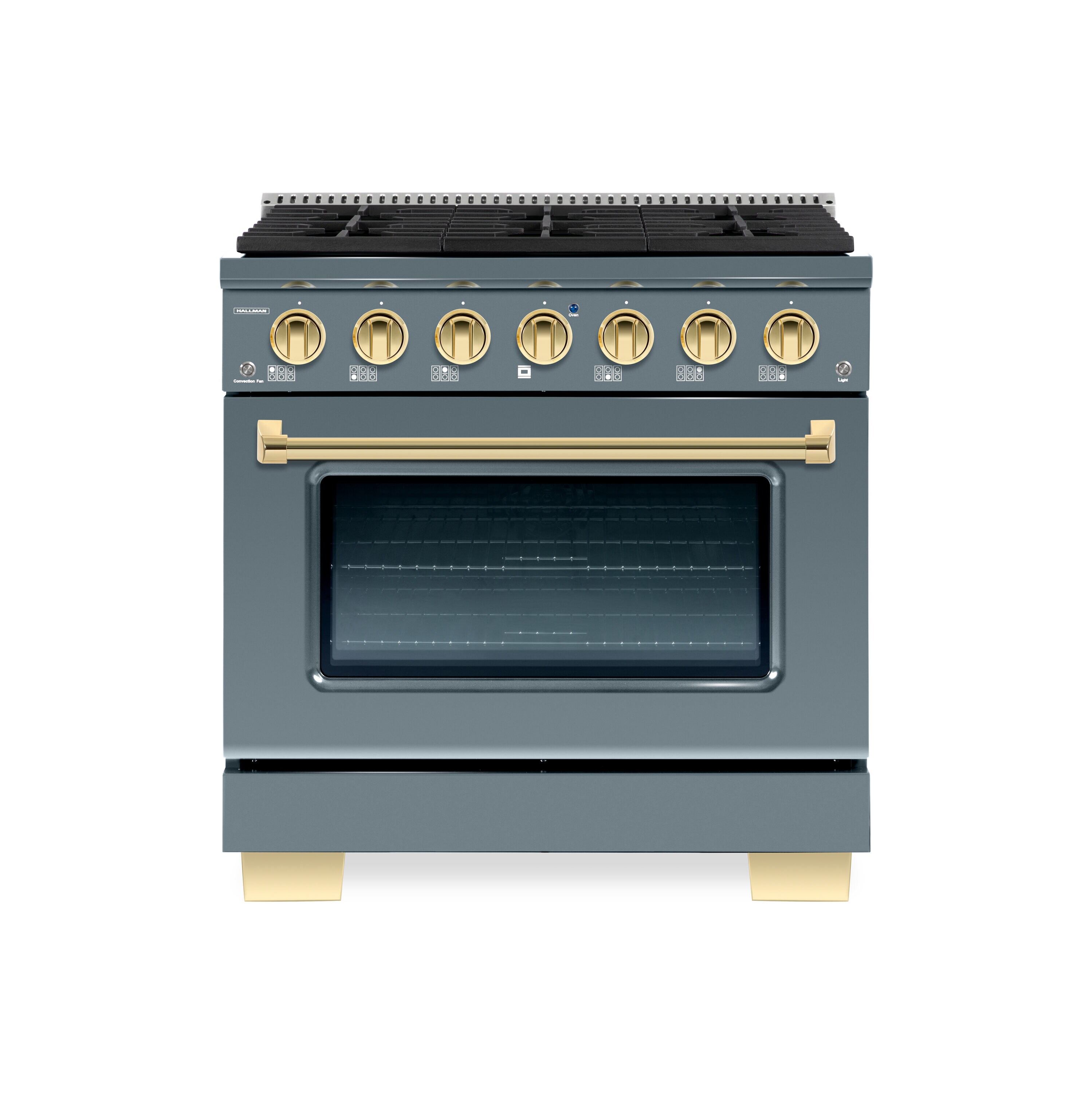 Hallman HBRG36BSGR 36-in 6 burners 5.2-cu ft Convection Oven Freestanding Natural Gas Range ( Blue/Grey )
