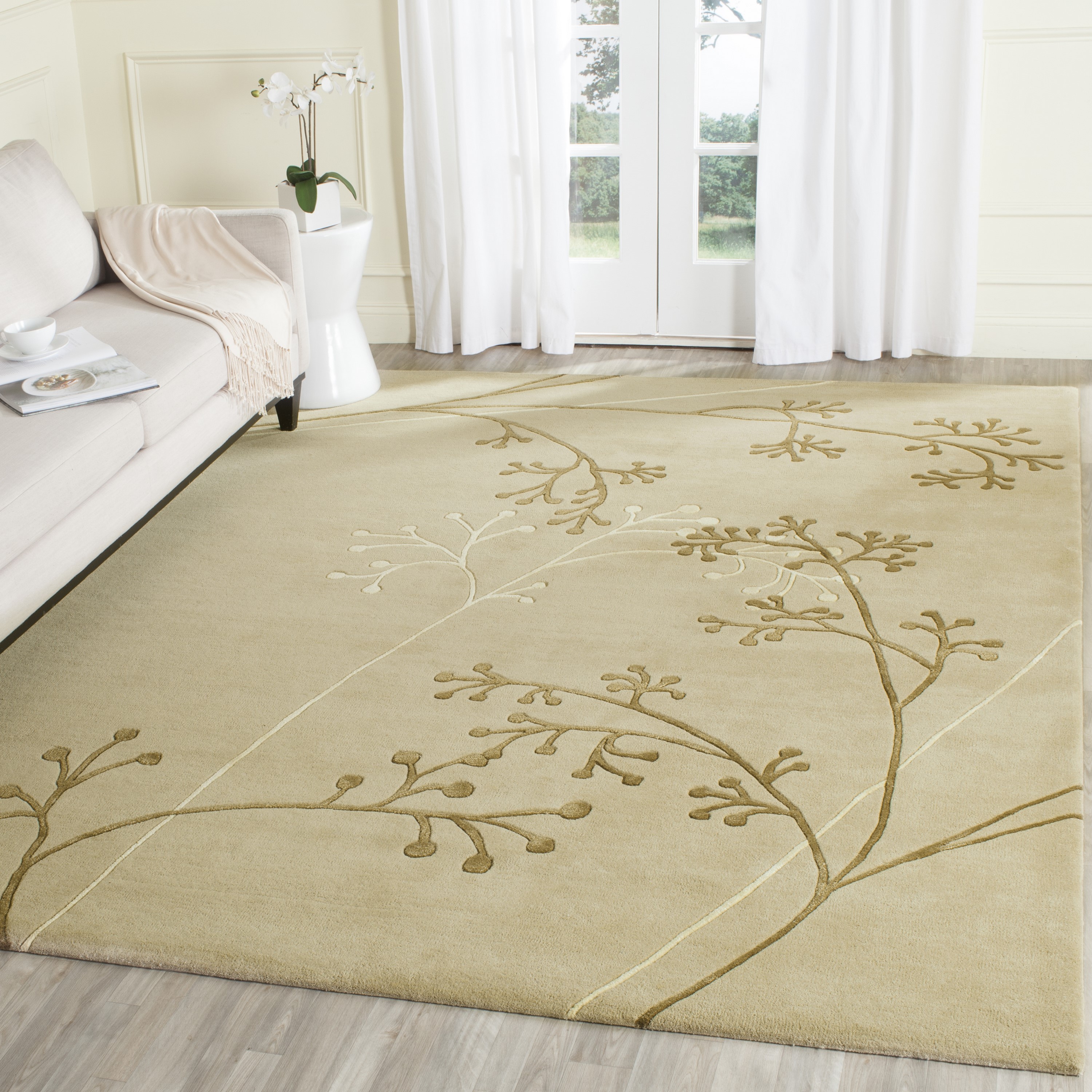 Safavieh SOH305E-4 Soho Sprig 4 x 6 (ft) Tufted Wool Sage Rectangular Indoor Floral/Botanical Area rug