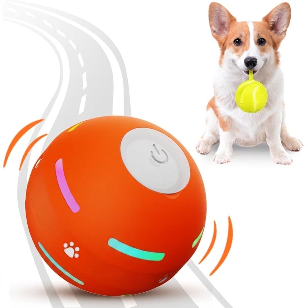 ITOPFOX -  Interactive Dog Ball Toy Motion Activated Rolling and Bouncing Durable for Small Mediu...