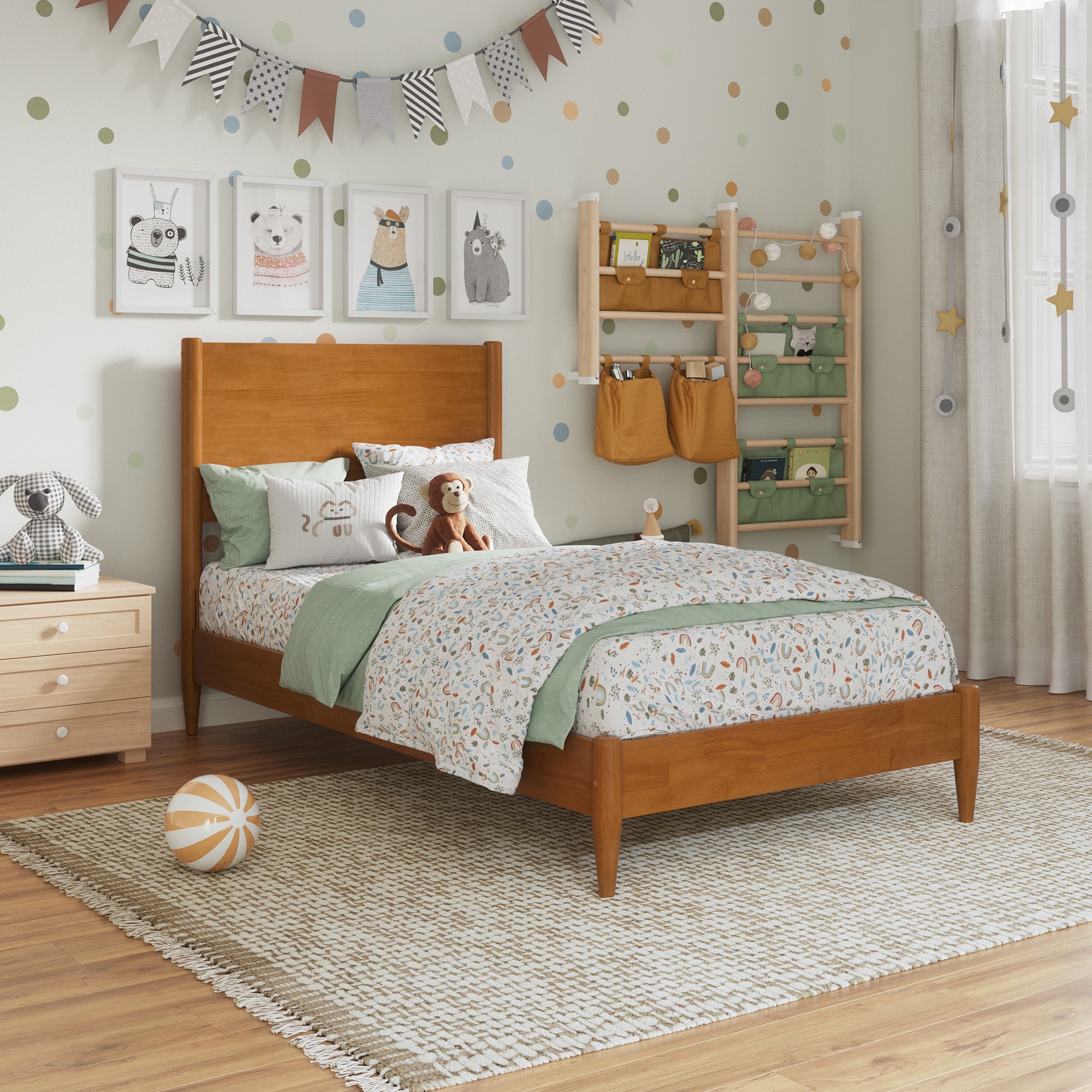 AFI AR987802T Pasadena Light Toffee Twin Wood Low-profile Bed
