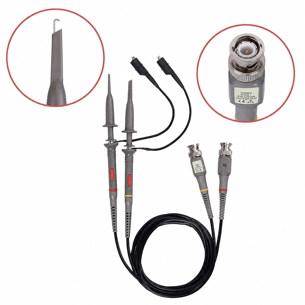 Aoibox Universal 100MHz Oscilloscope Probe Kit with 10 1 1 1 Switch BNC ...