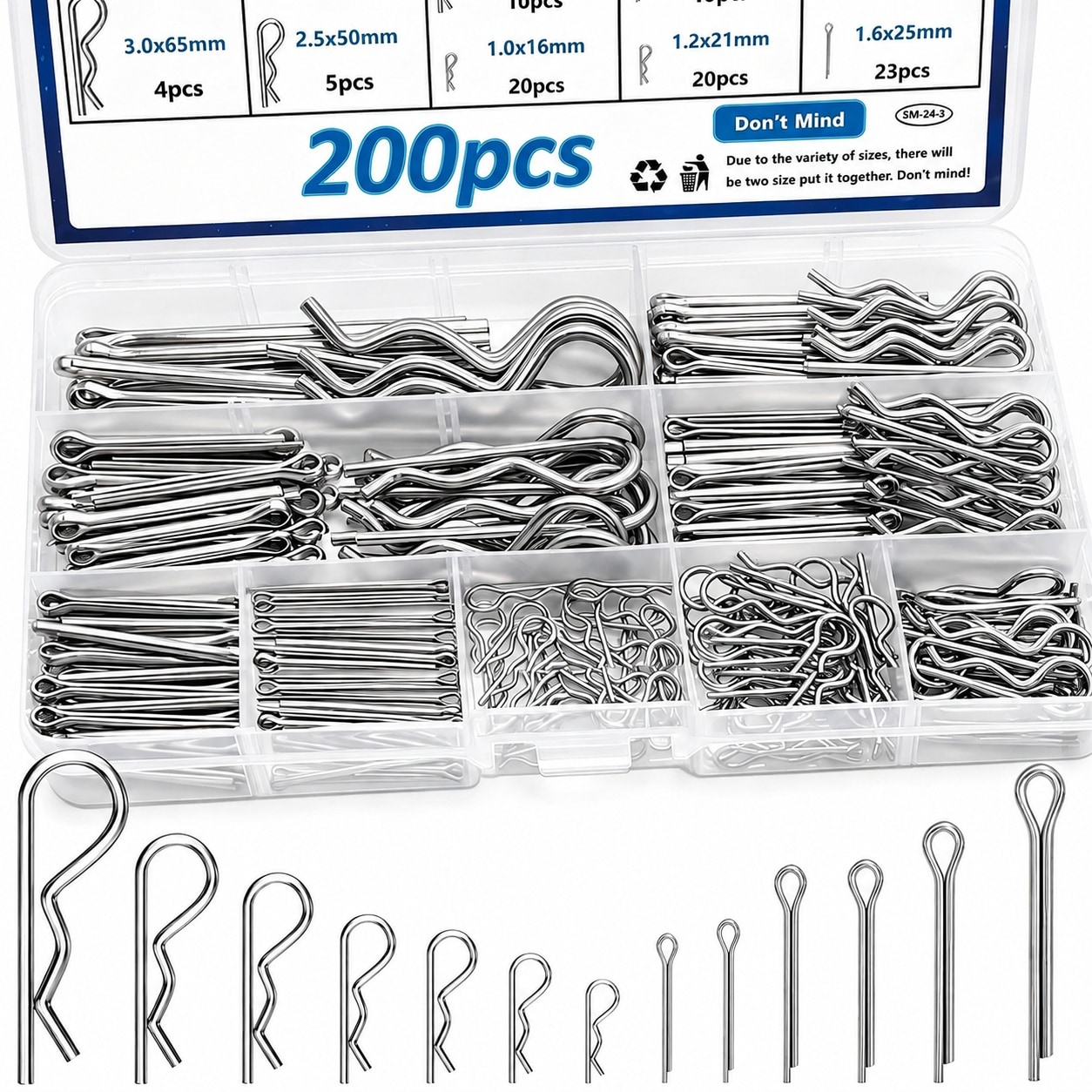 KHKFY  Cotter Pins Assortment Kit 304 Stainless Steel Hitch Pin Clip for Tractor Farm Tools and Implements durable home and