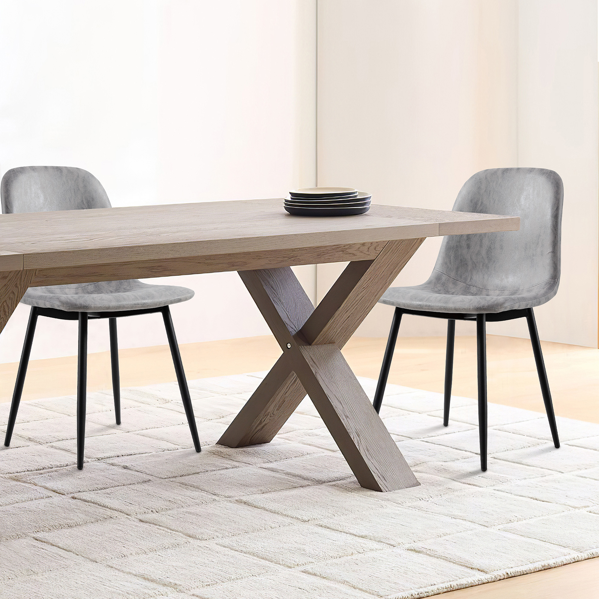 Dovelina LS-A-GE17027 Set of 2 Contemporary/Modern Faux Leather Dining Side Chair (Composite Frame)