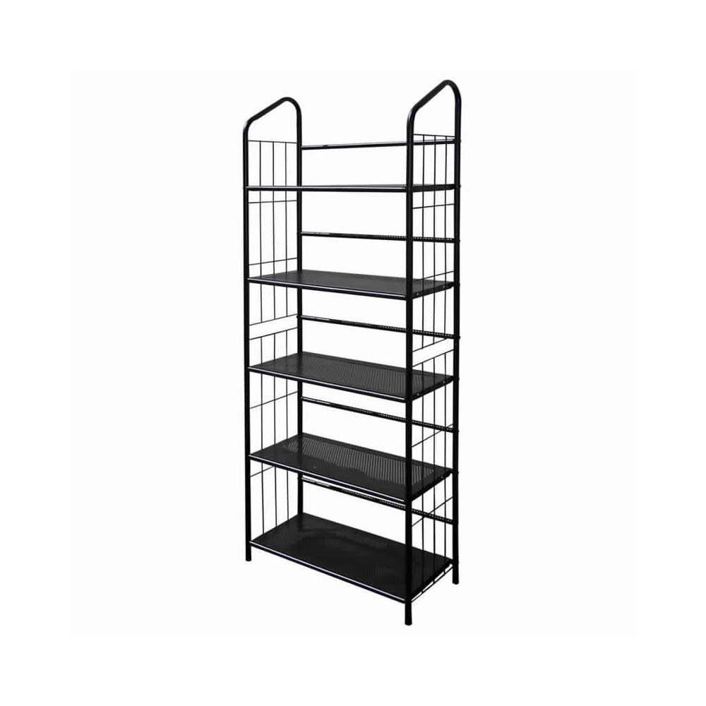 Benzara BM96098 Black Metal 5-Shelf Bookcase (11-in W x 64-in H x 26-in D)