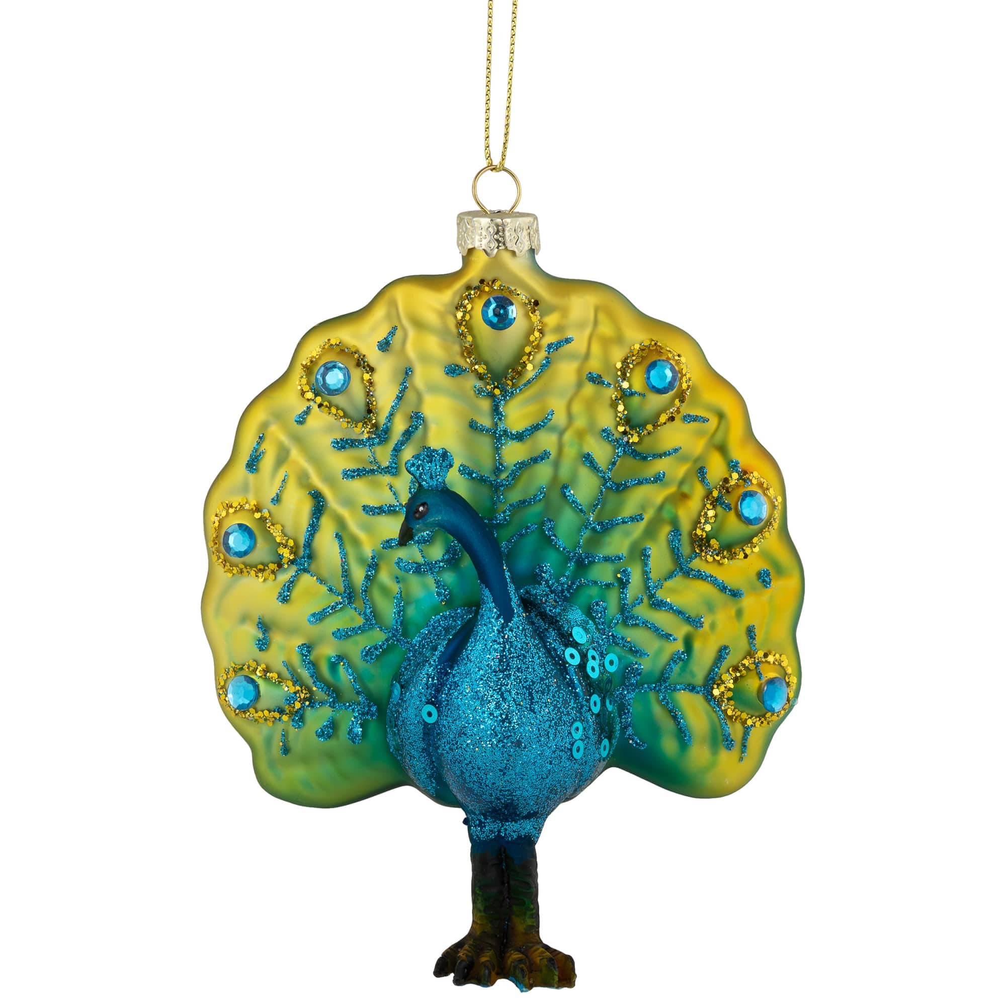 Northlight Standing Glittered Peacock Glass Christmas Ornament 4.75 — free download